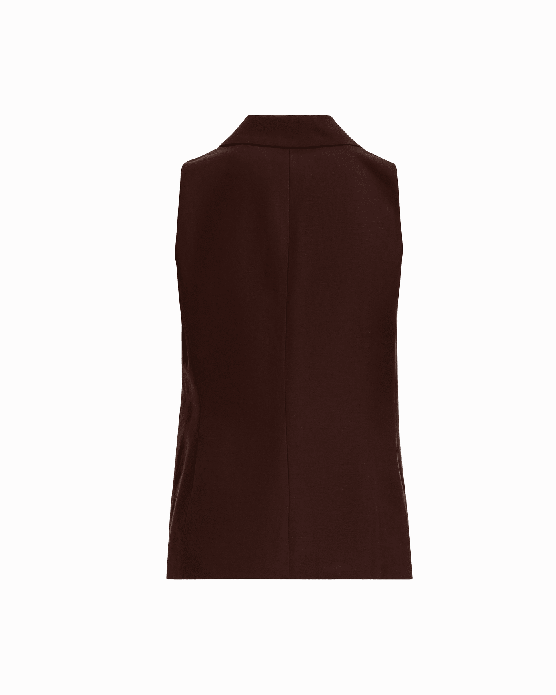 Anne Klein Two-Button Notch Collar Vest with Flap Pockets in DARK CHOCOLATE | Ann