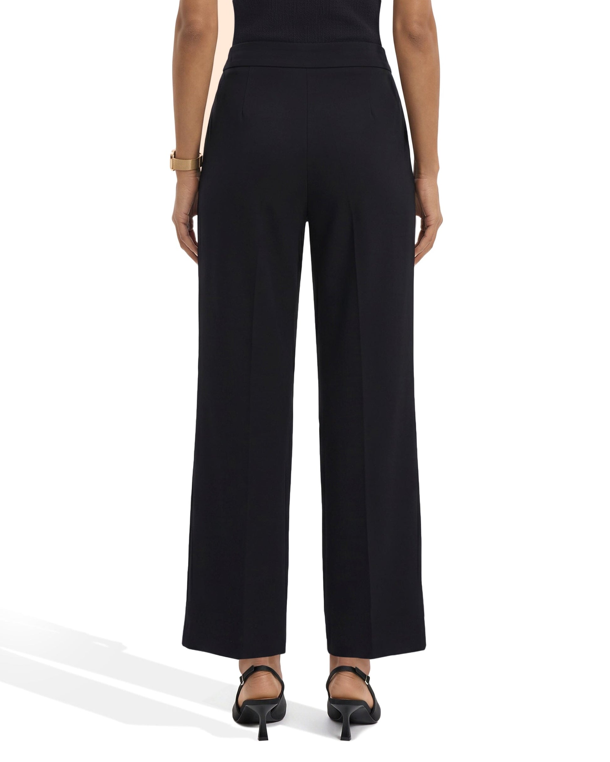 Anne Klein Wide Leg Crop Pull-On Pants in ANNE BLACK