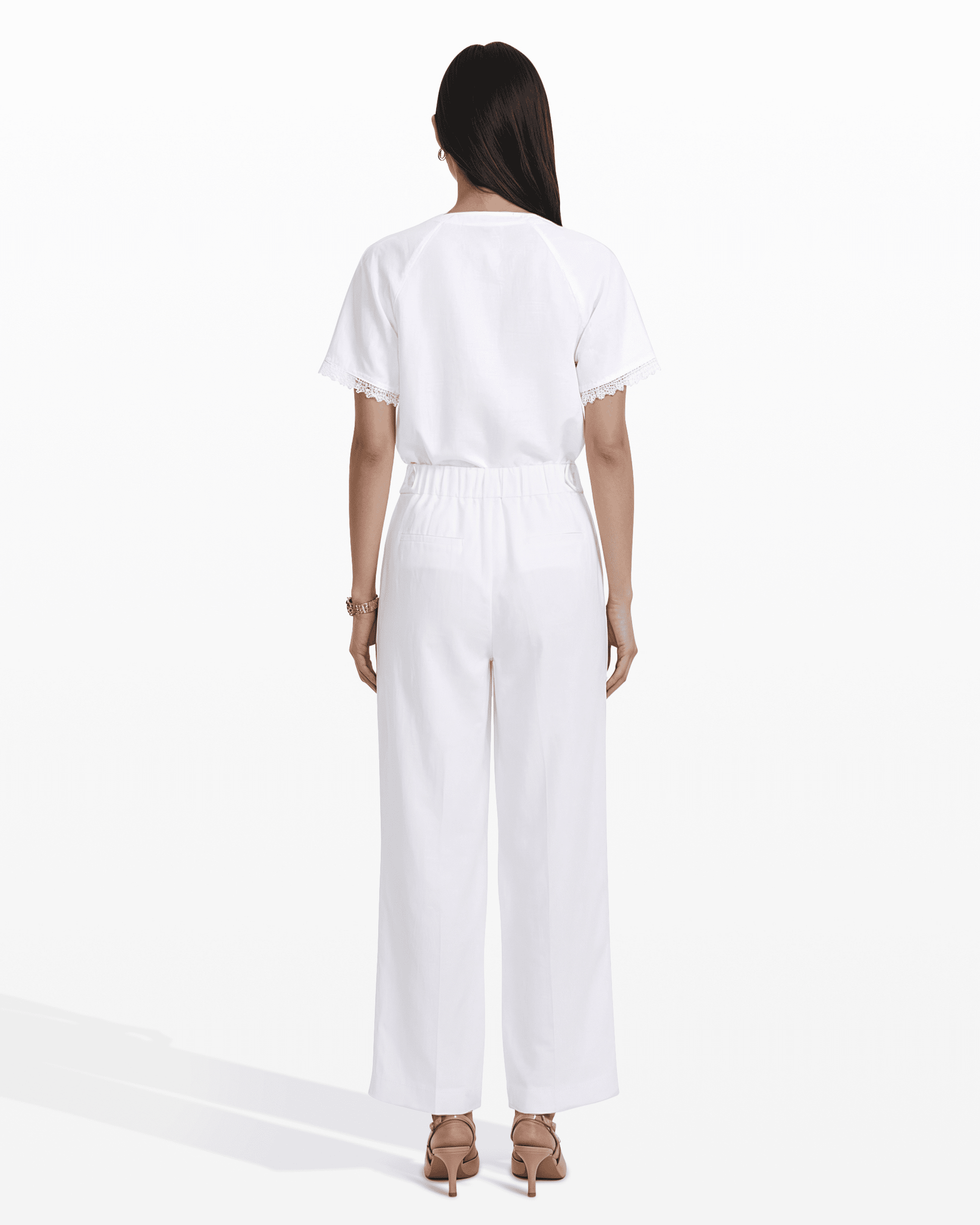 Anne Klein High-Rise Wide Leg Pull-On Trousers