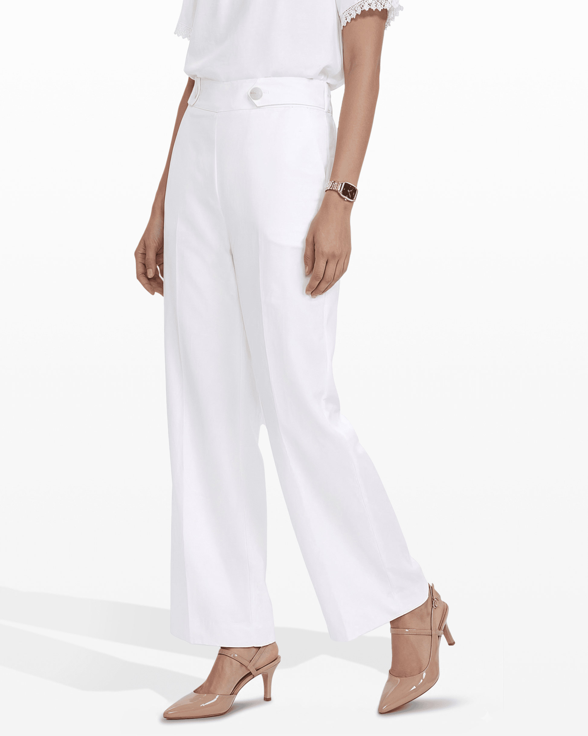 Anne Klein High-Rise Wide Leg Pull-On Trousers