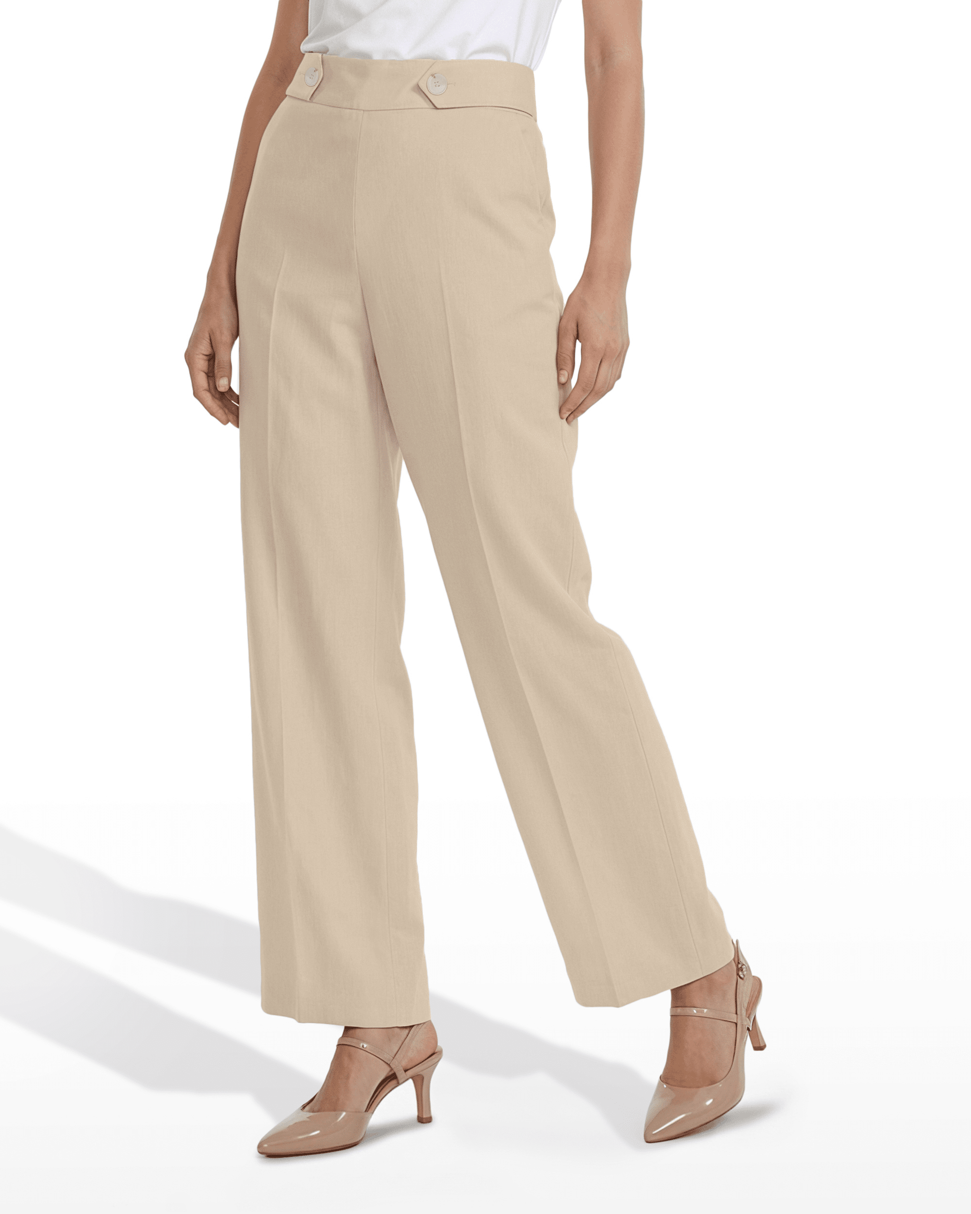 Anne Klein High-Rise Wide Leg Pull-On Trousers