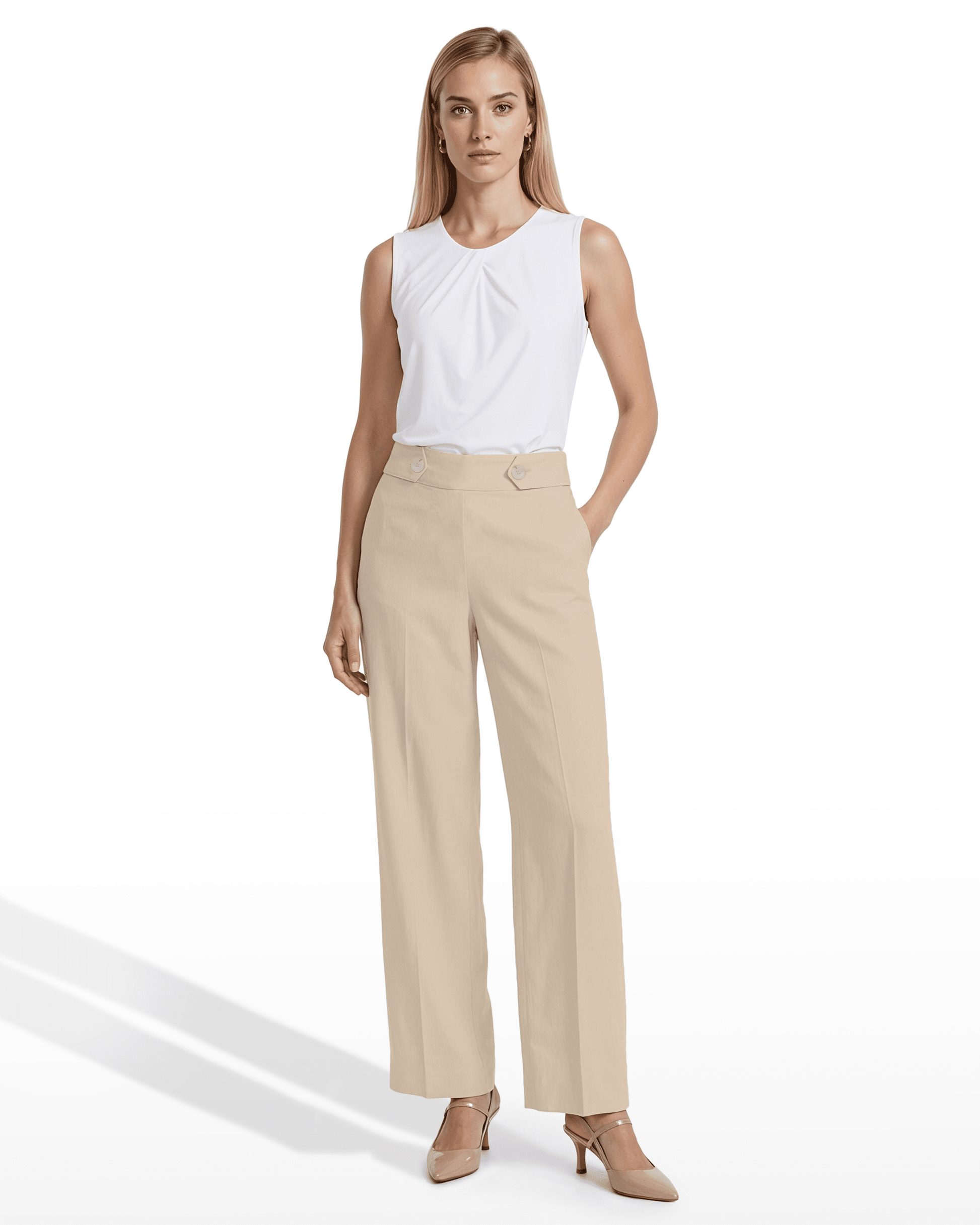 Anne Klein High-Rise Wide Leg Pull-On Trousers