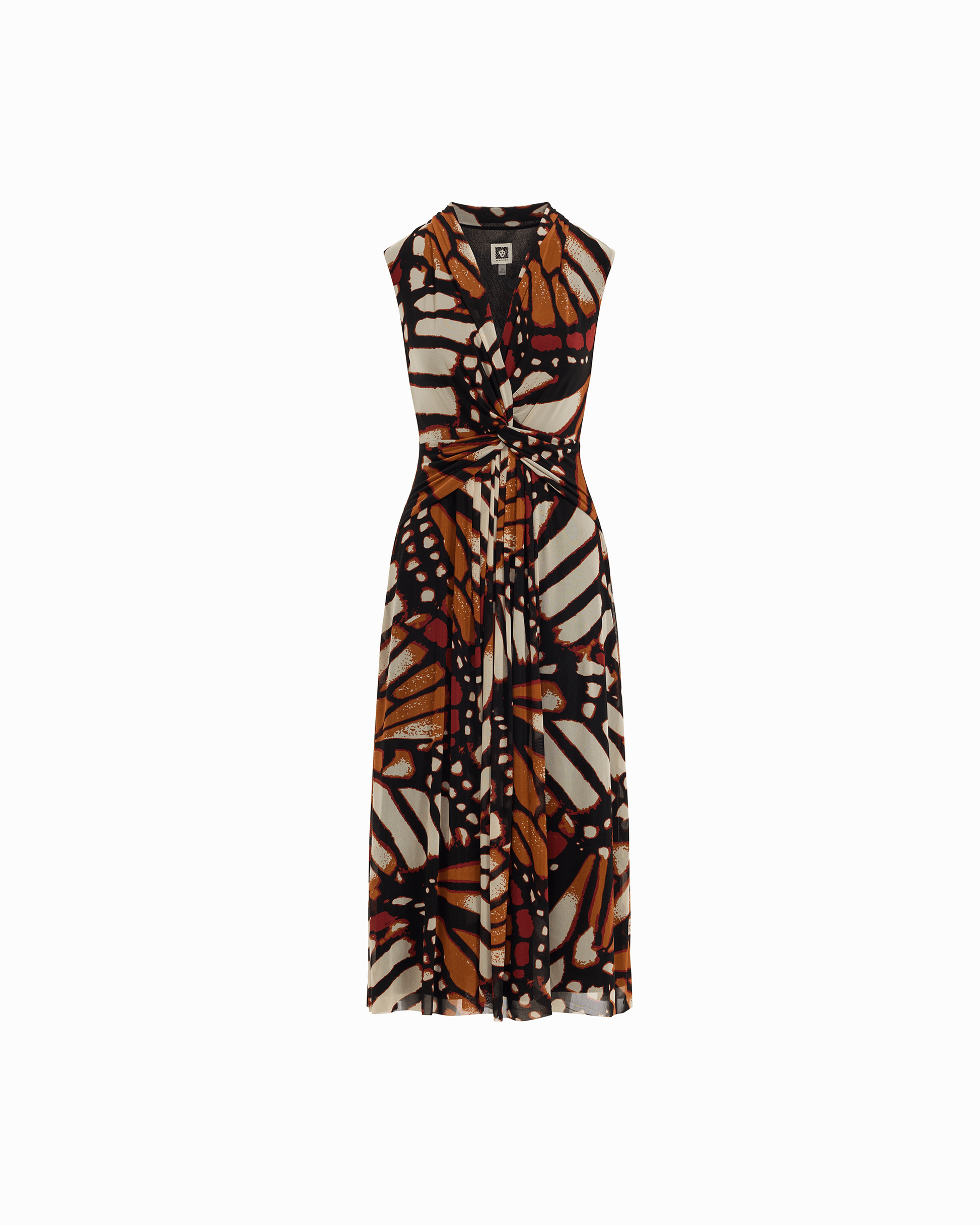 Anne Klein Sleeveless Twist-Detail V-Neck Midi Dress