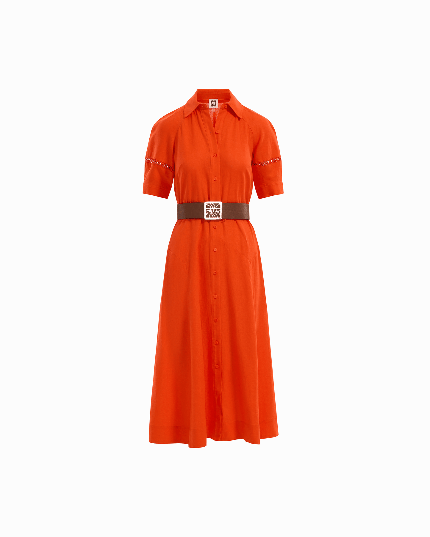 Anne Klein Short Sleeve Collared Shirt Dress With Trim