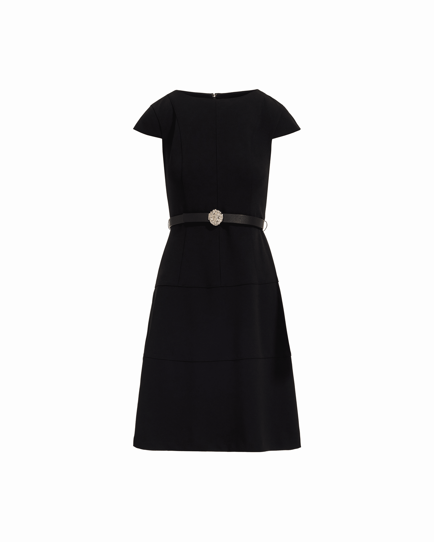 Anne Klein Cap Sleeve Belted Tiered Dress