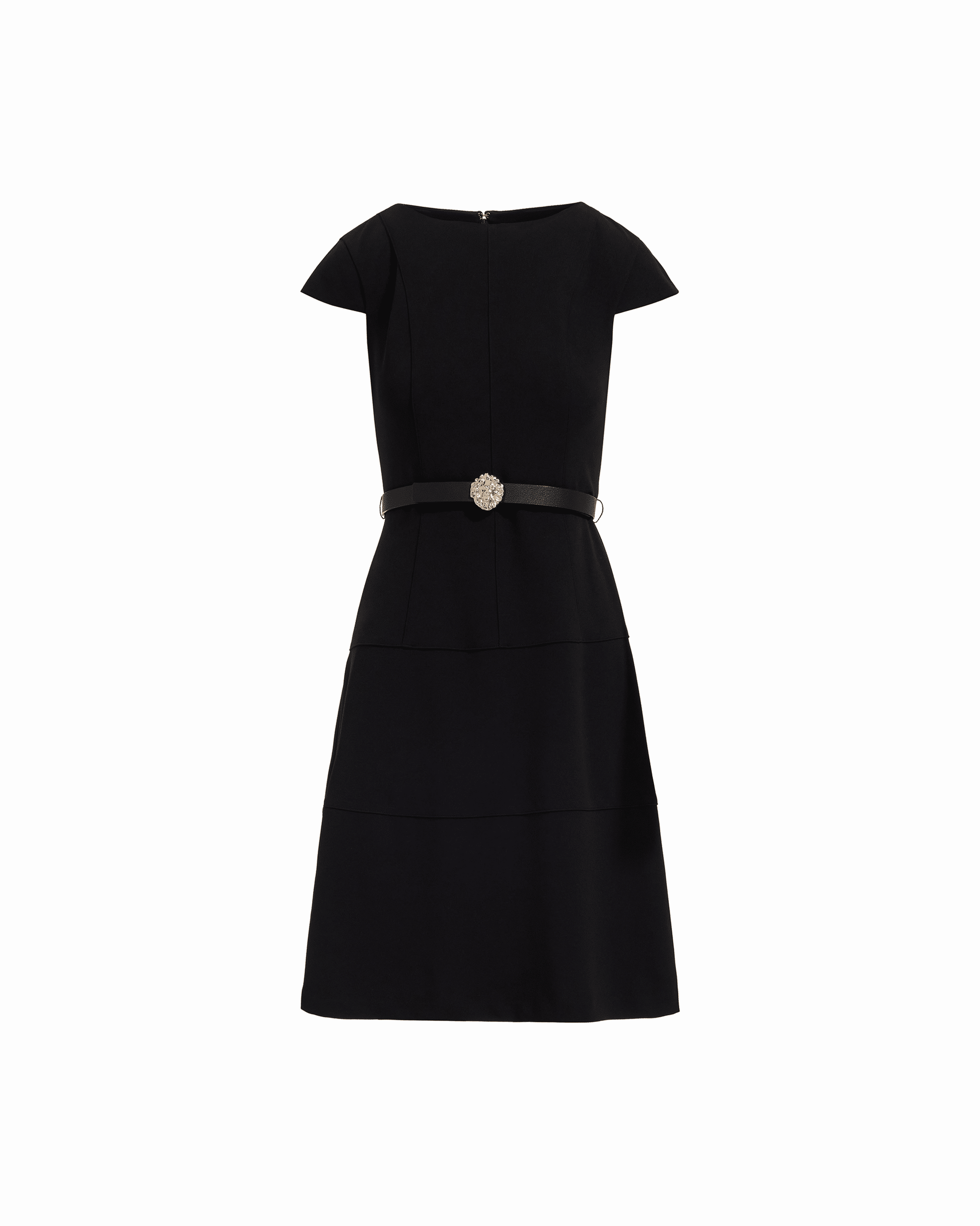 Anne Klein Cap Sleeve Belted Tiered Dress