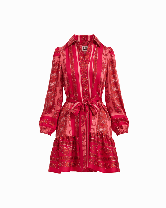 Anne Klein Tiered Collared Button-Front Long Sleeve Shirt Dress