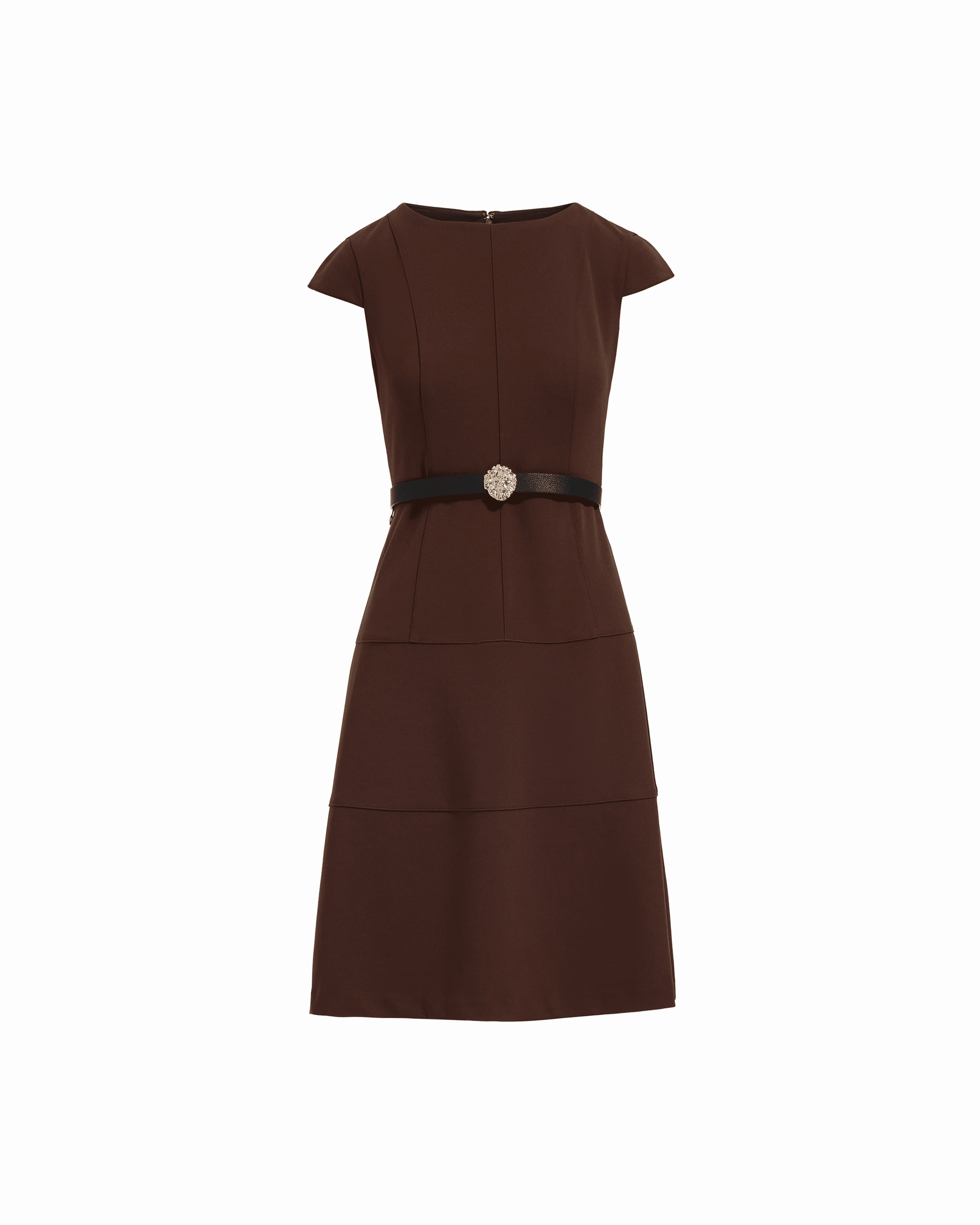 Anne Klein Cap Sleeve Belted Tiered Dress