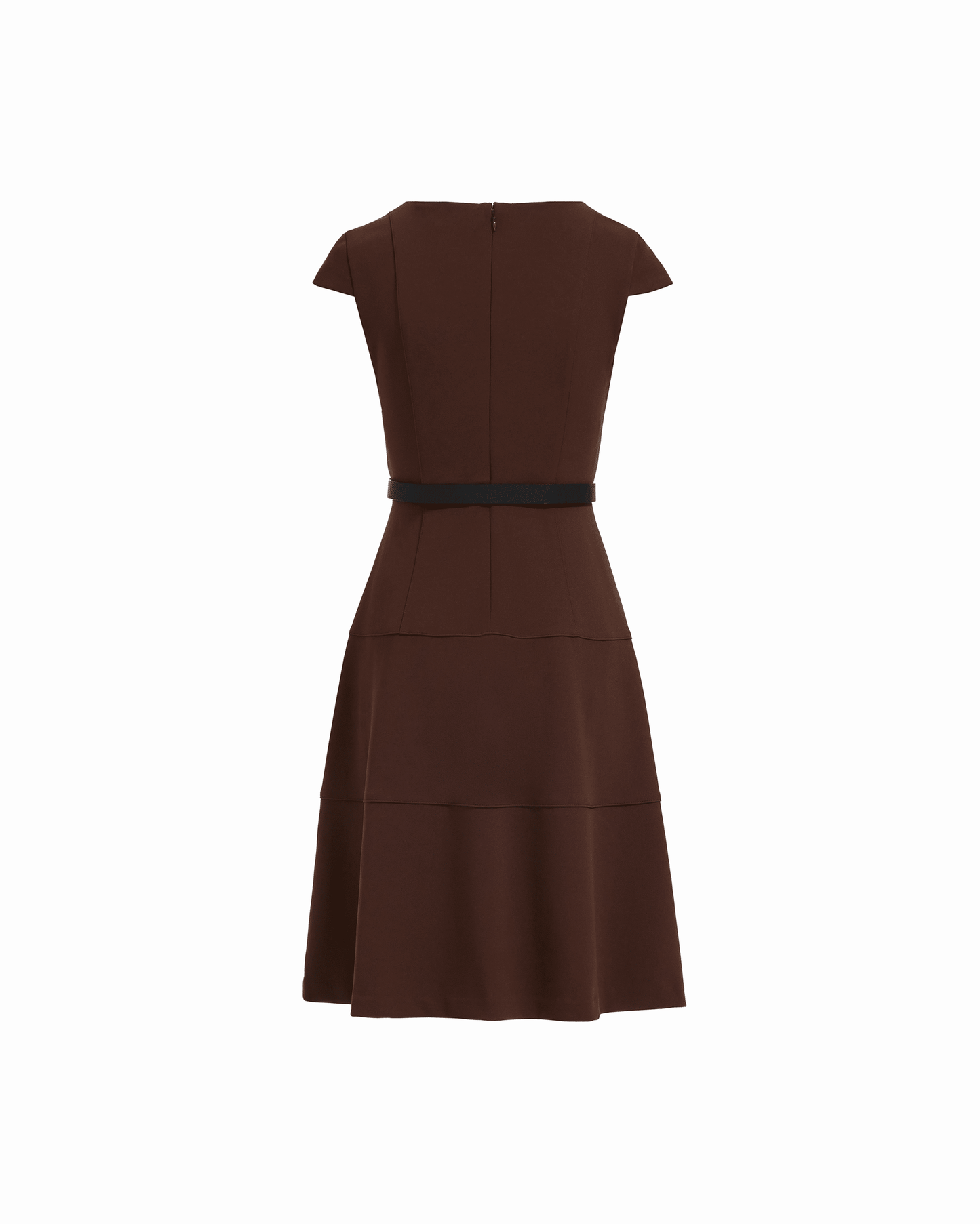 Anne Klein Cap Sleeve Belted Tiered Dress