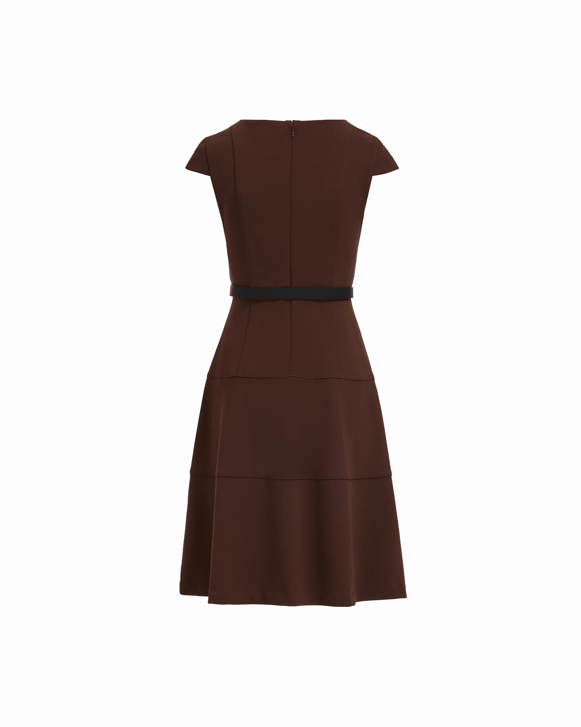 Anne Klein Cap Sleeve Belted Tiered Dress
