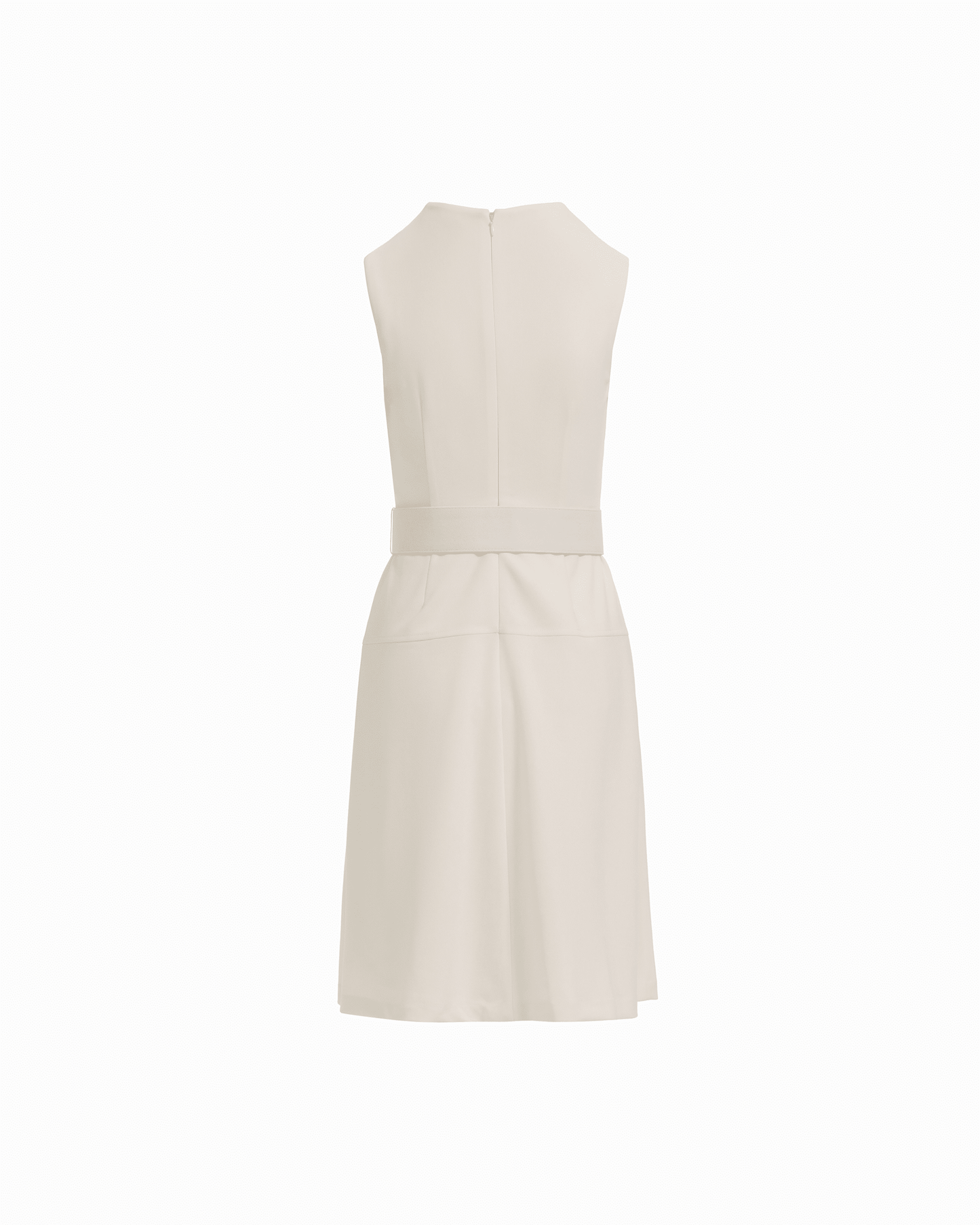 Anne Klein Diagonal Print Sleeveless Fit and Flare Crew Neck Dress in WHITE DOVE