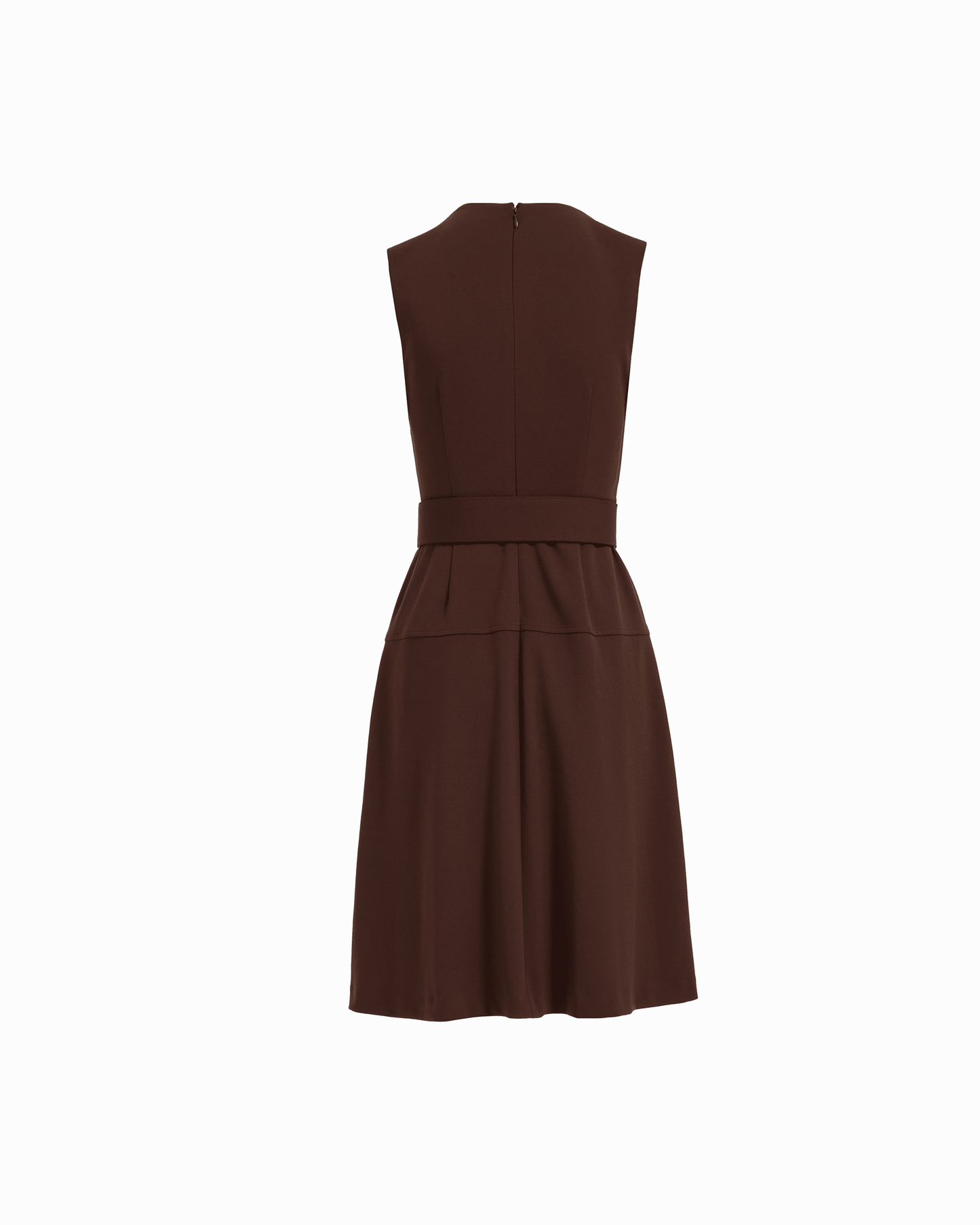 Anne Klein Diagonal Print Sleeveless Fit and Flare Crew Neck Dress in MOLASSES |
