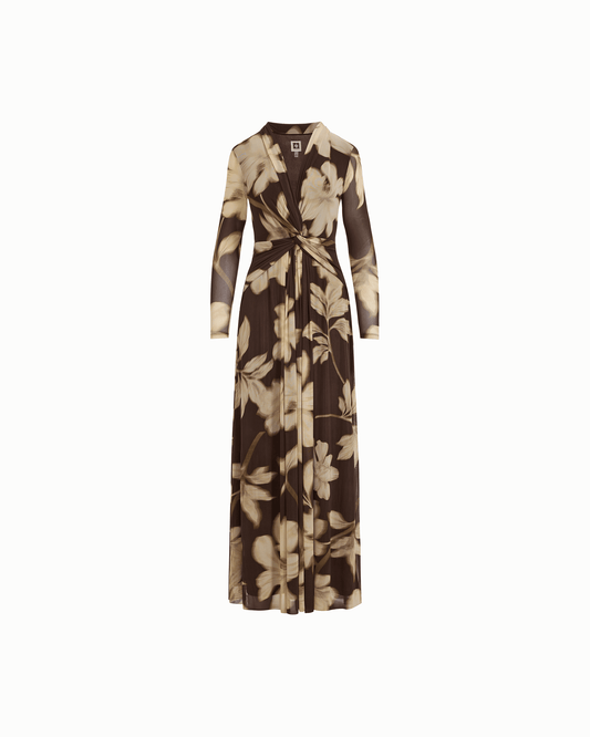 Anne Klein Plus Size Twist Front V-Neck Long Sleeve Maxi Dress