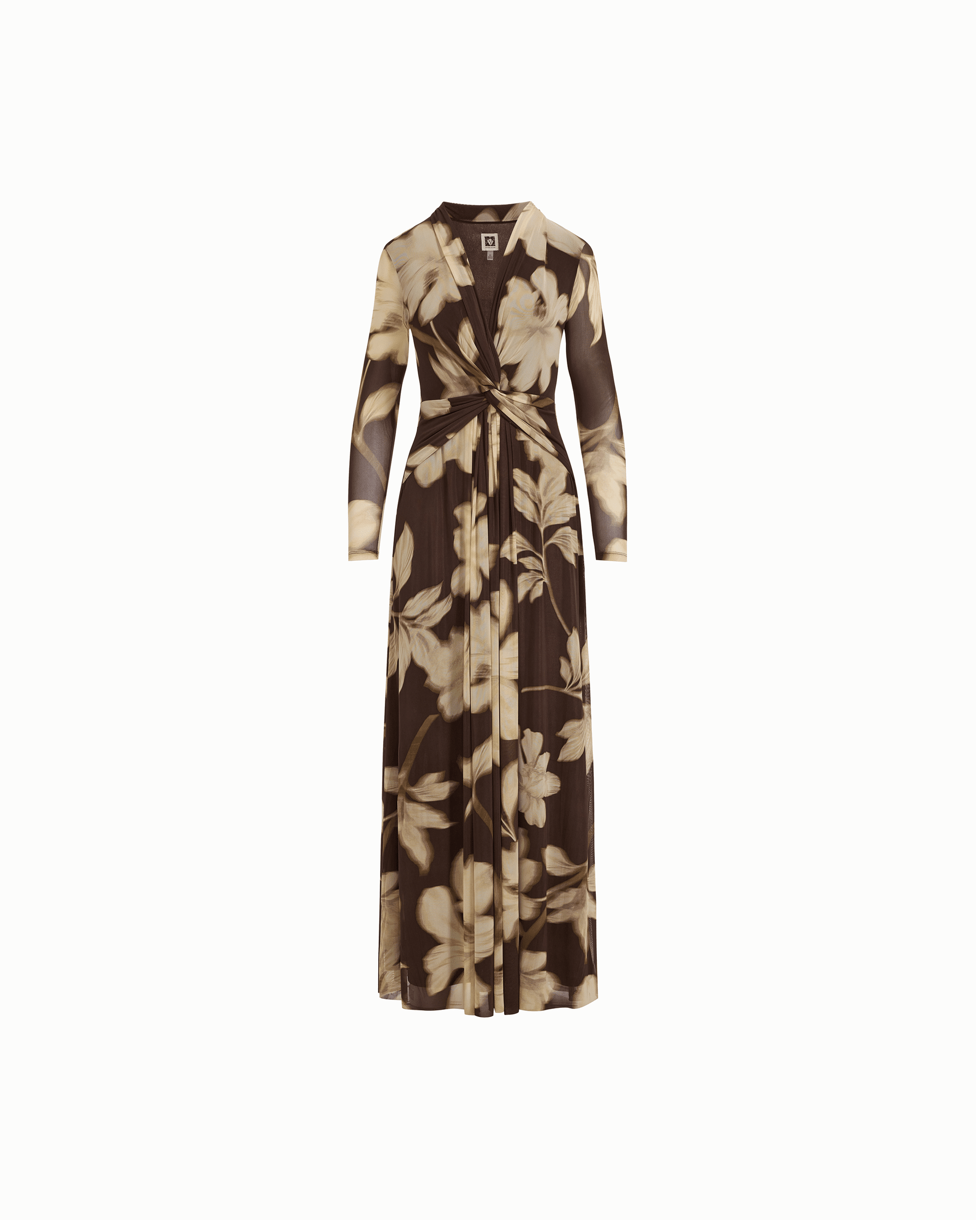 Anne Klein Petite Twist Front V-Neck Long Sleeve Maxi Dress