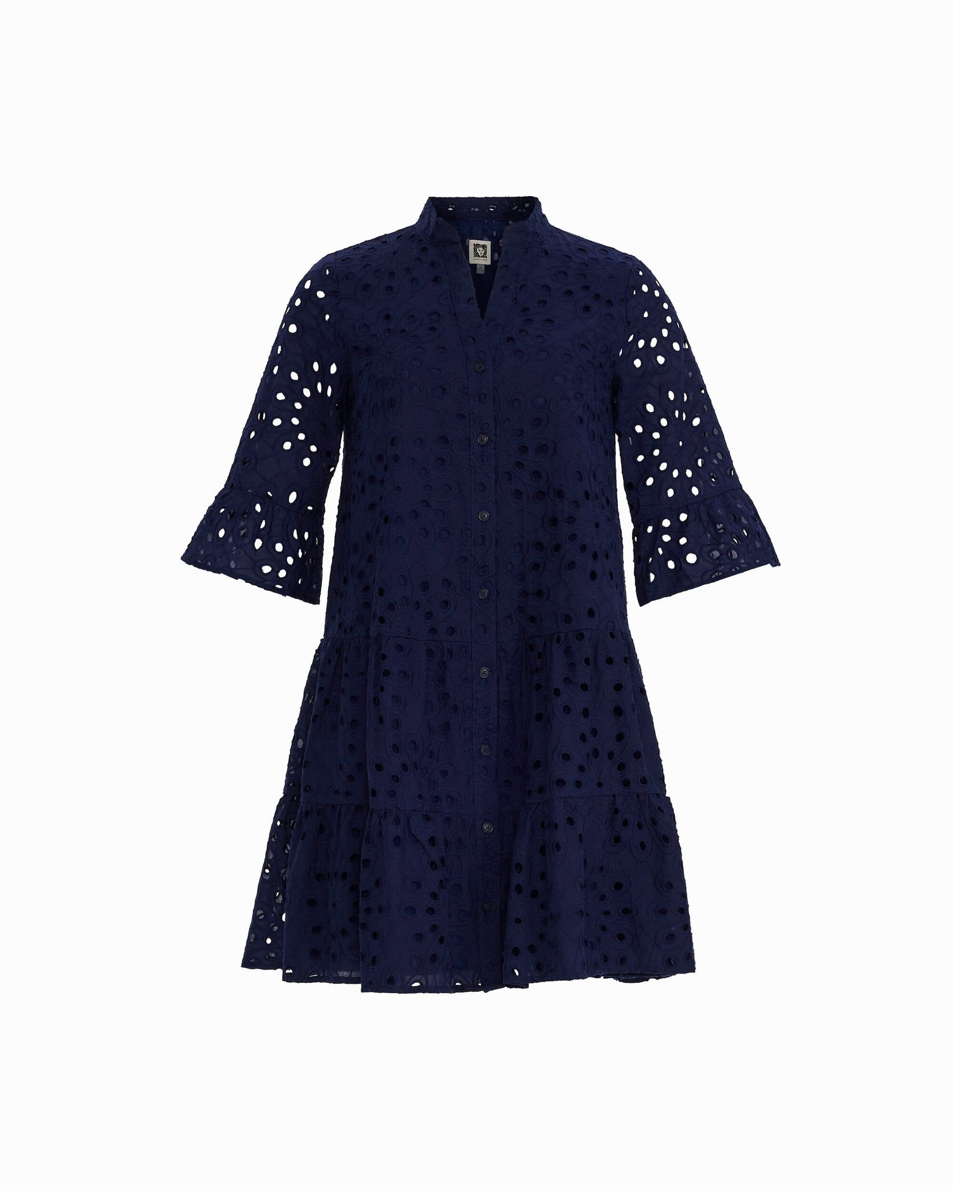 Anne Klein Tiered Shirt Dress with Stand Collar