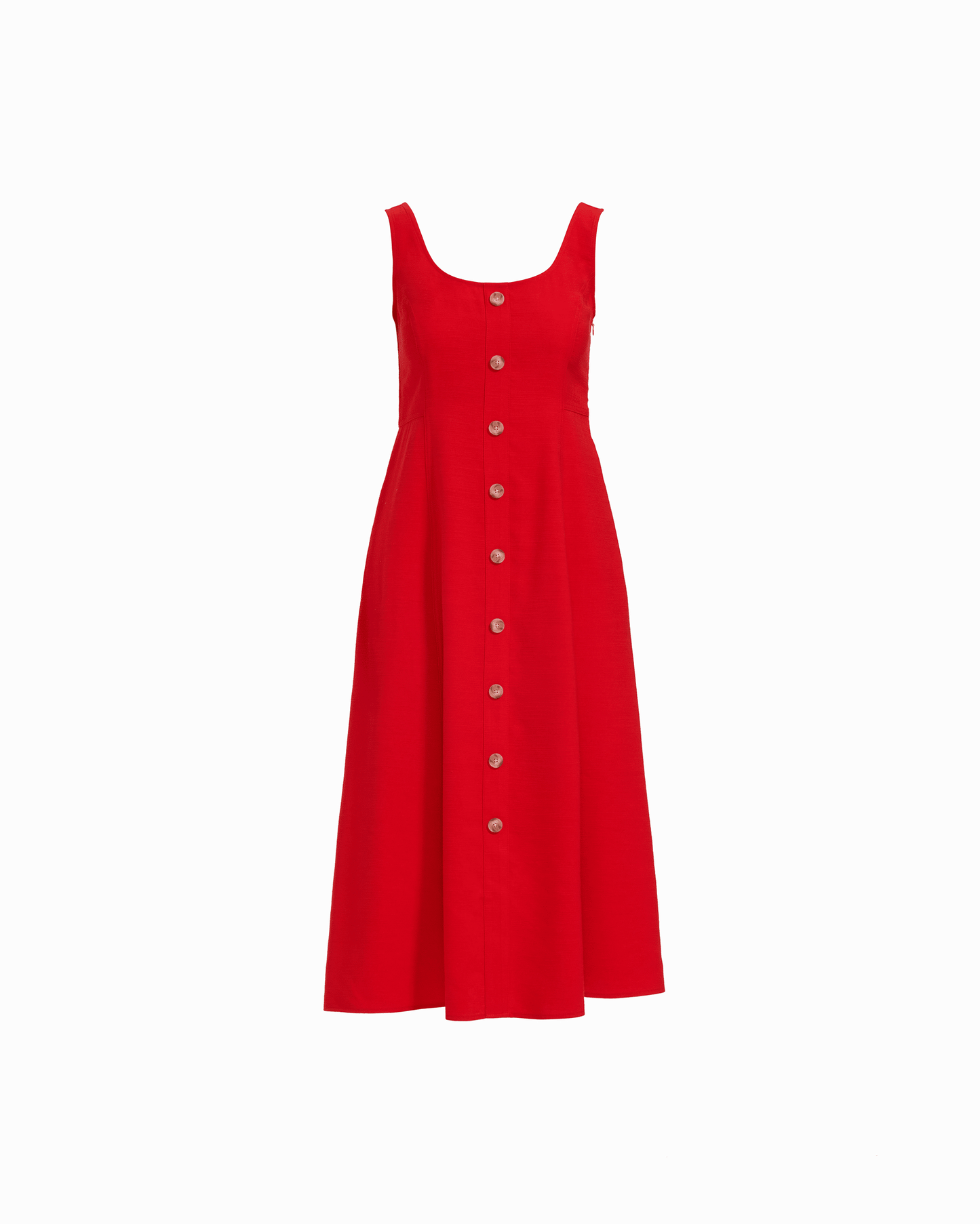Anne Klein Sleeveless Square Neck Button Tank Dress in BEGONIA RED
