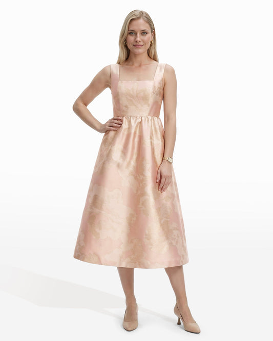 Anne Klein Square Neck A-line Midi Dress