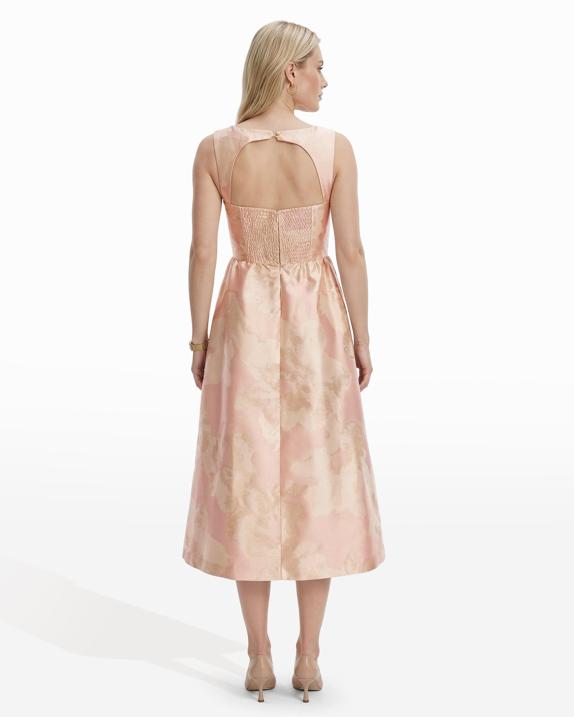 Anne Klein Square Neck A-line Midi Dress