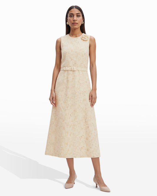 Anne Klein Rosette Detail A-line Midi Dress