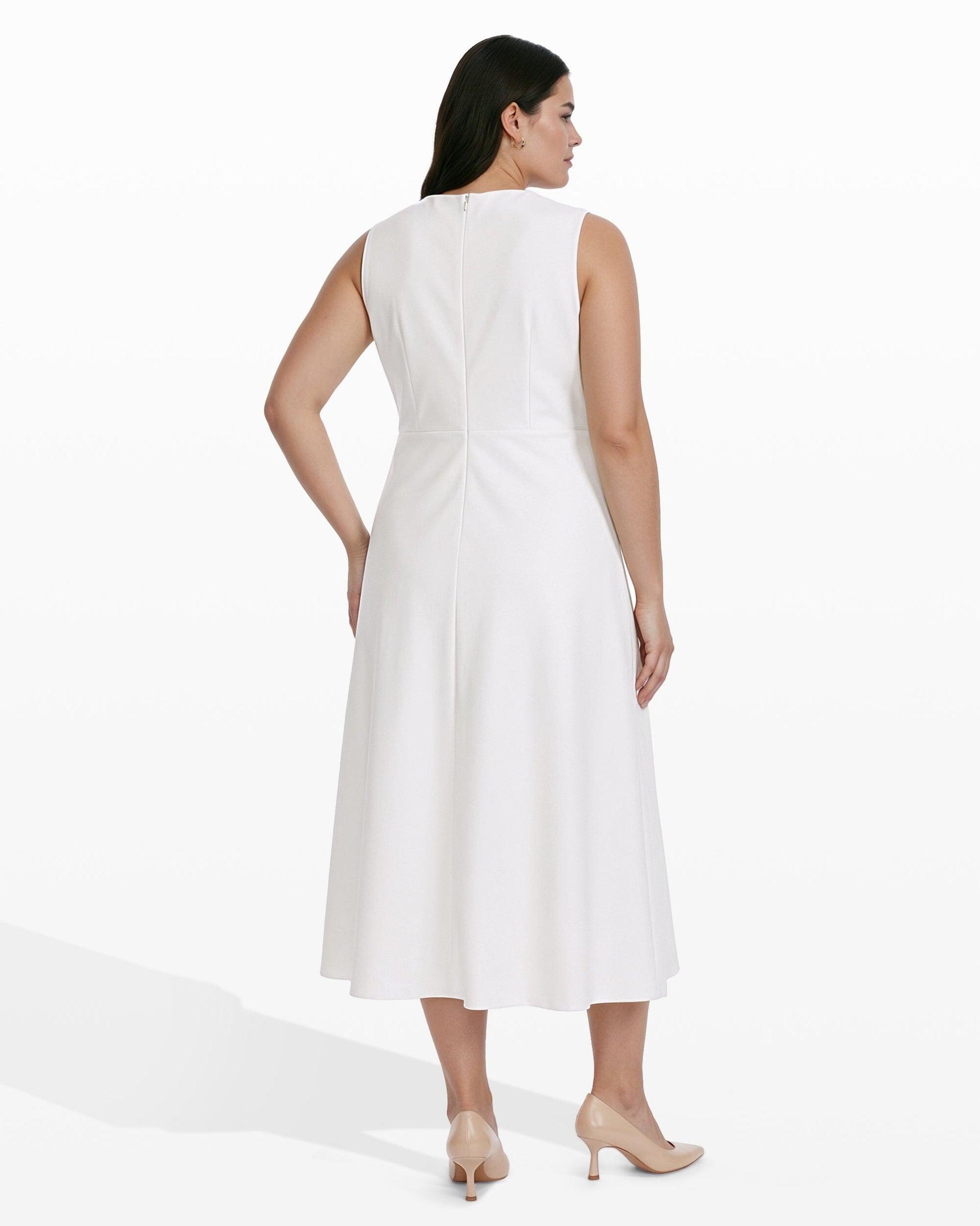 Anne Klein Crew Neck A-line Midi Dress