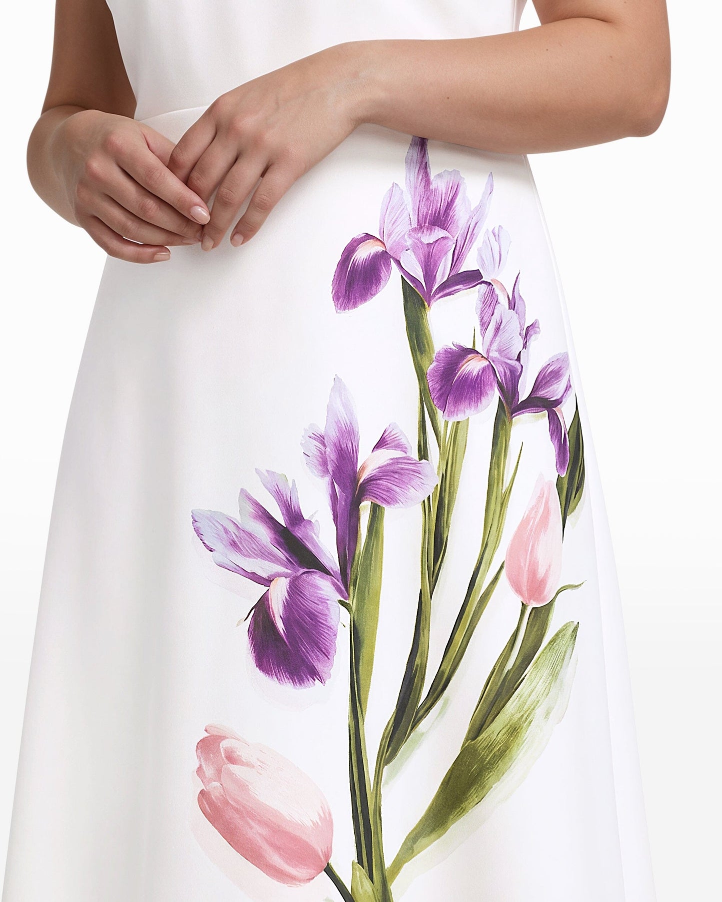 Anne Klein Crew Neck A-line Midi Dress