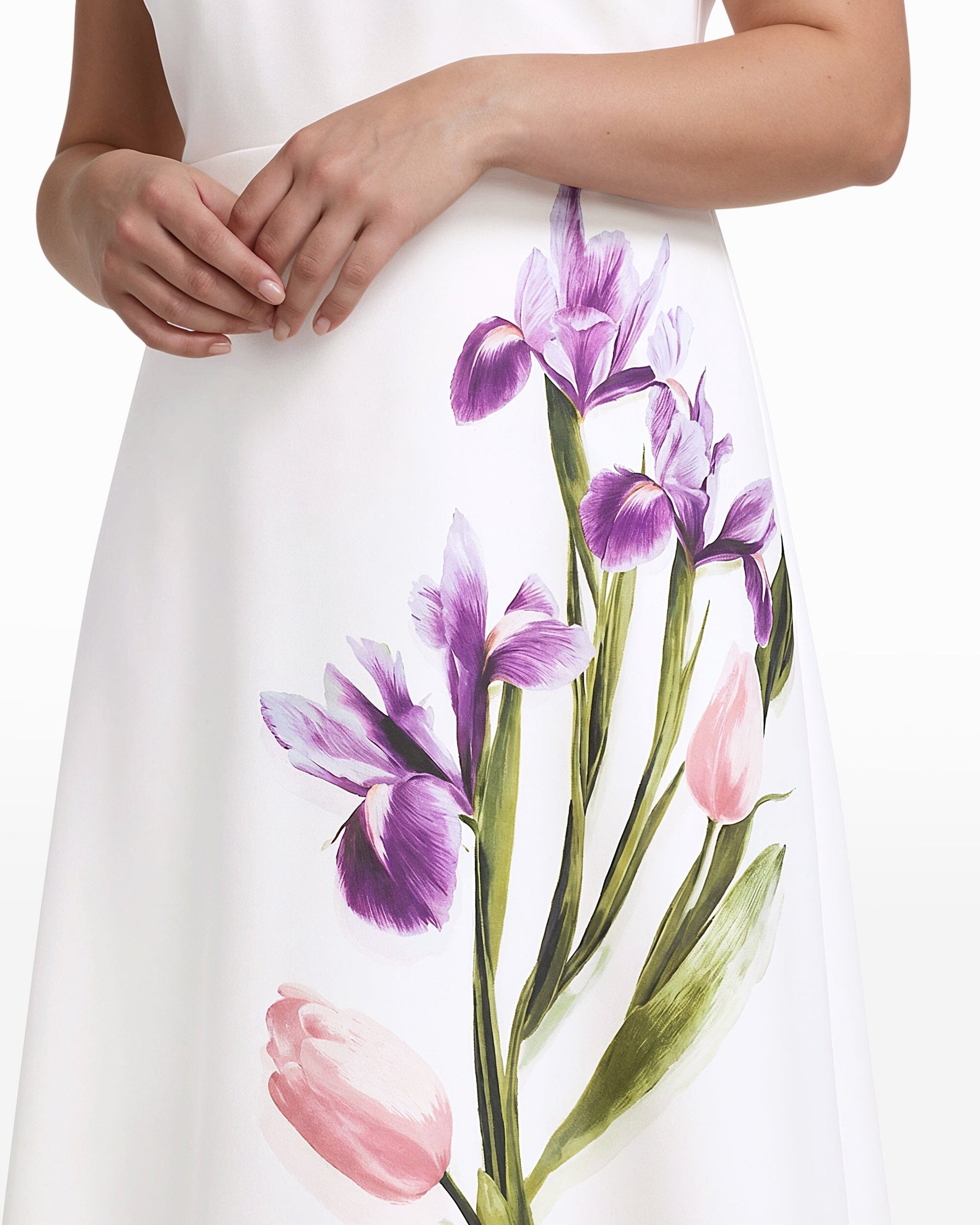 Anne Klein Crew Neck A-line Midi Dress
