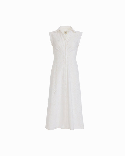 Anne Klein Pleated Bodice Shirt Dress