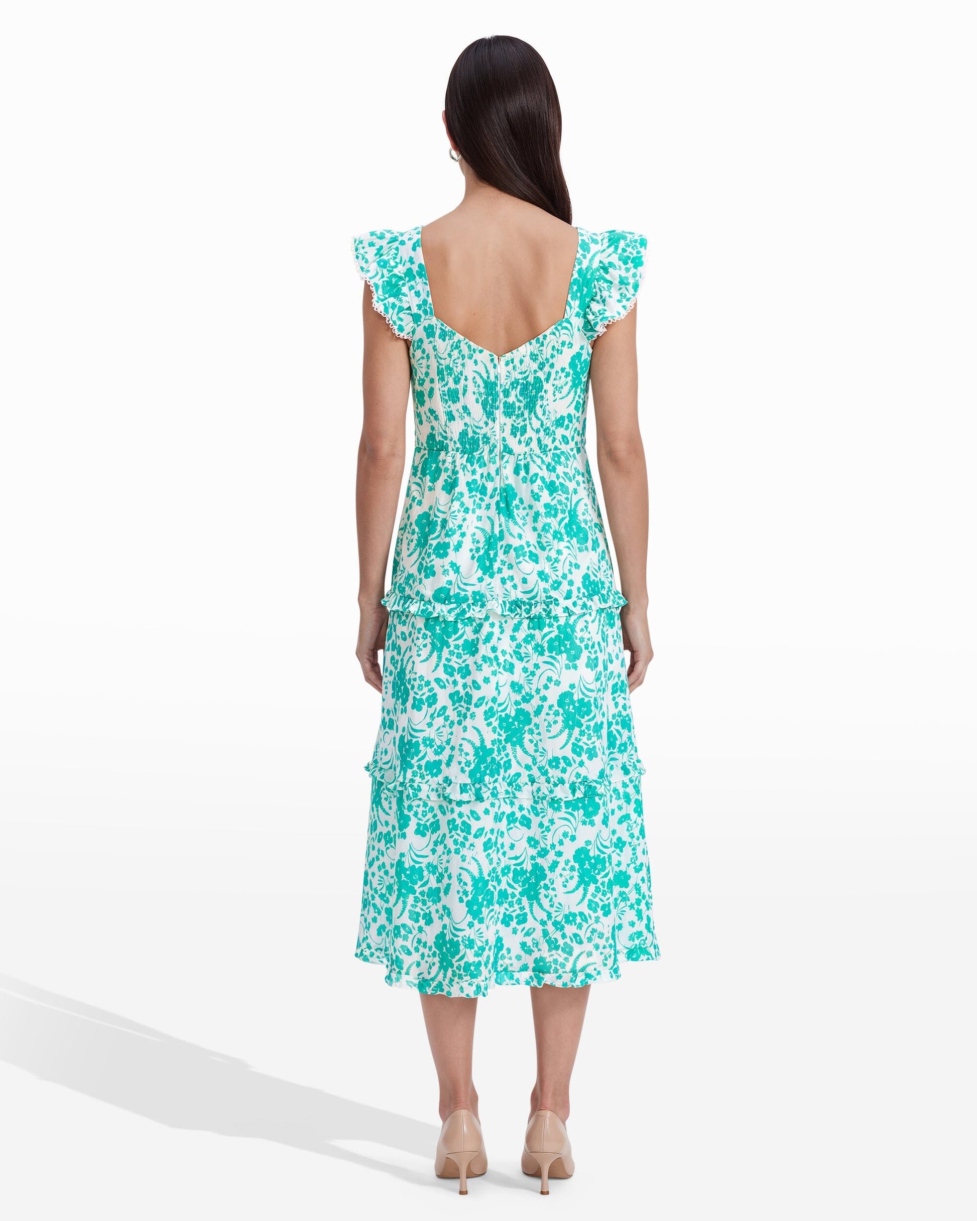 Anne Klein Ruffled Tiered Midi Length Dress