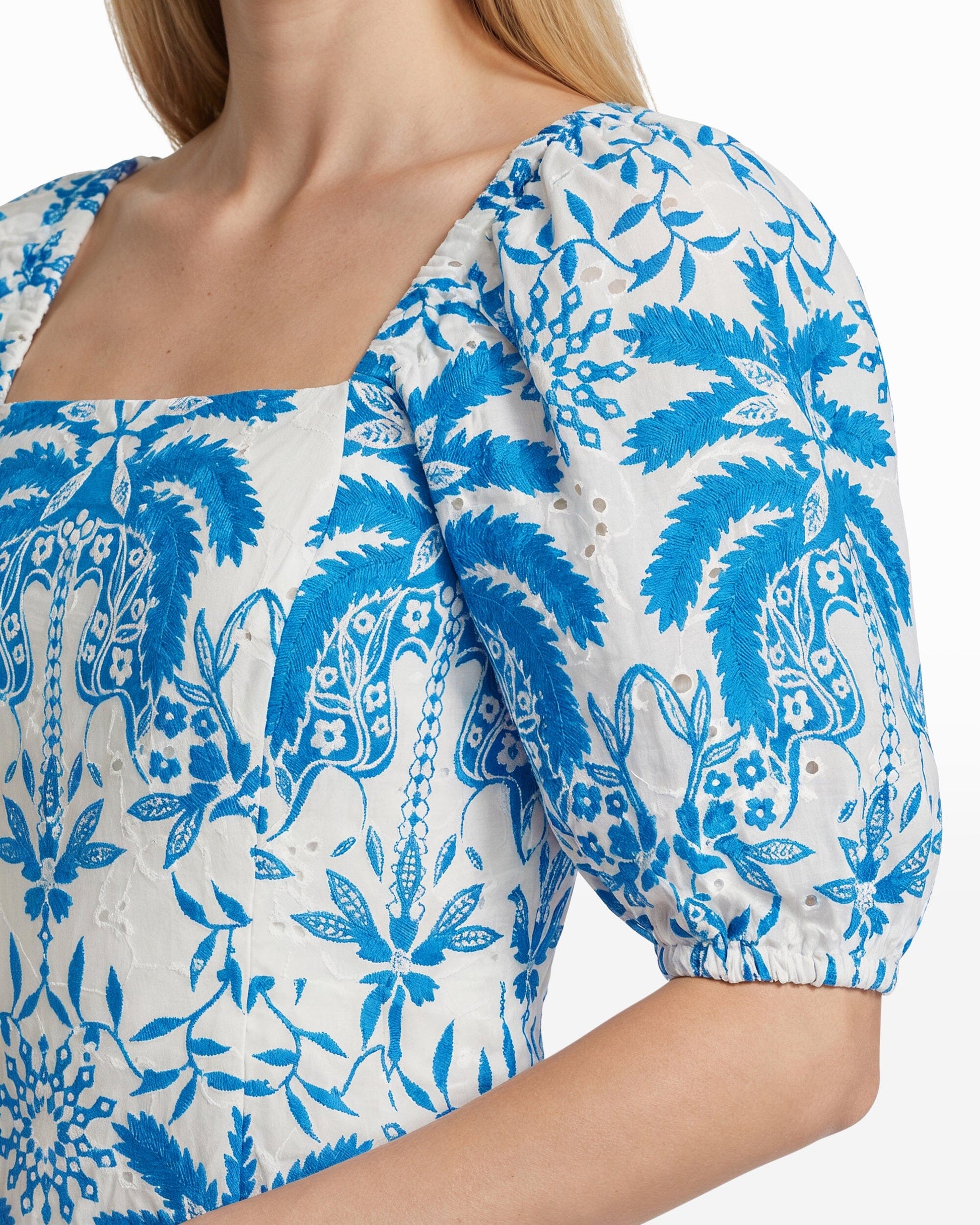Anne Klein Square Neck Puff Sleeve Mini Dress