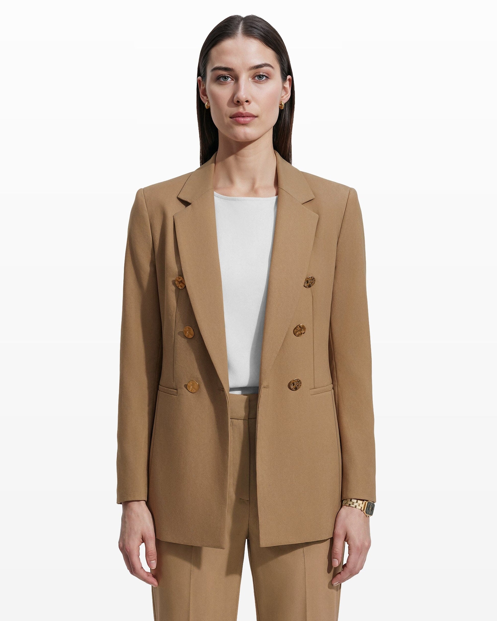Anne Klein Double-Breasted Blazer with Welt Pockets