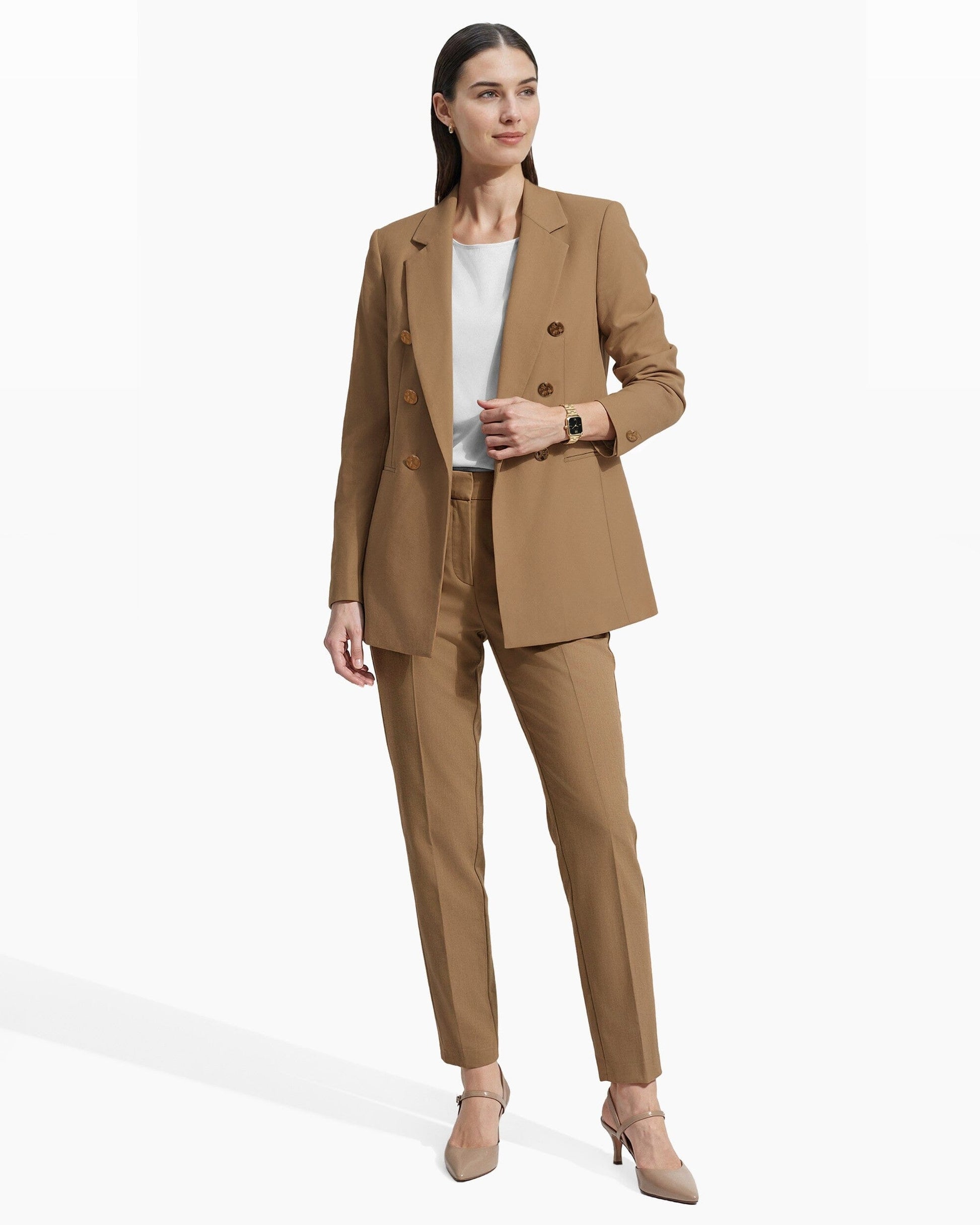 Anne Klein Double-Breasted Blazer with Welt Pockets