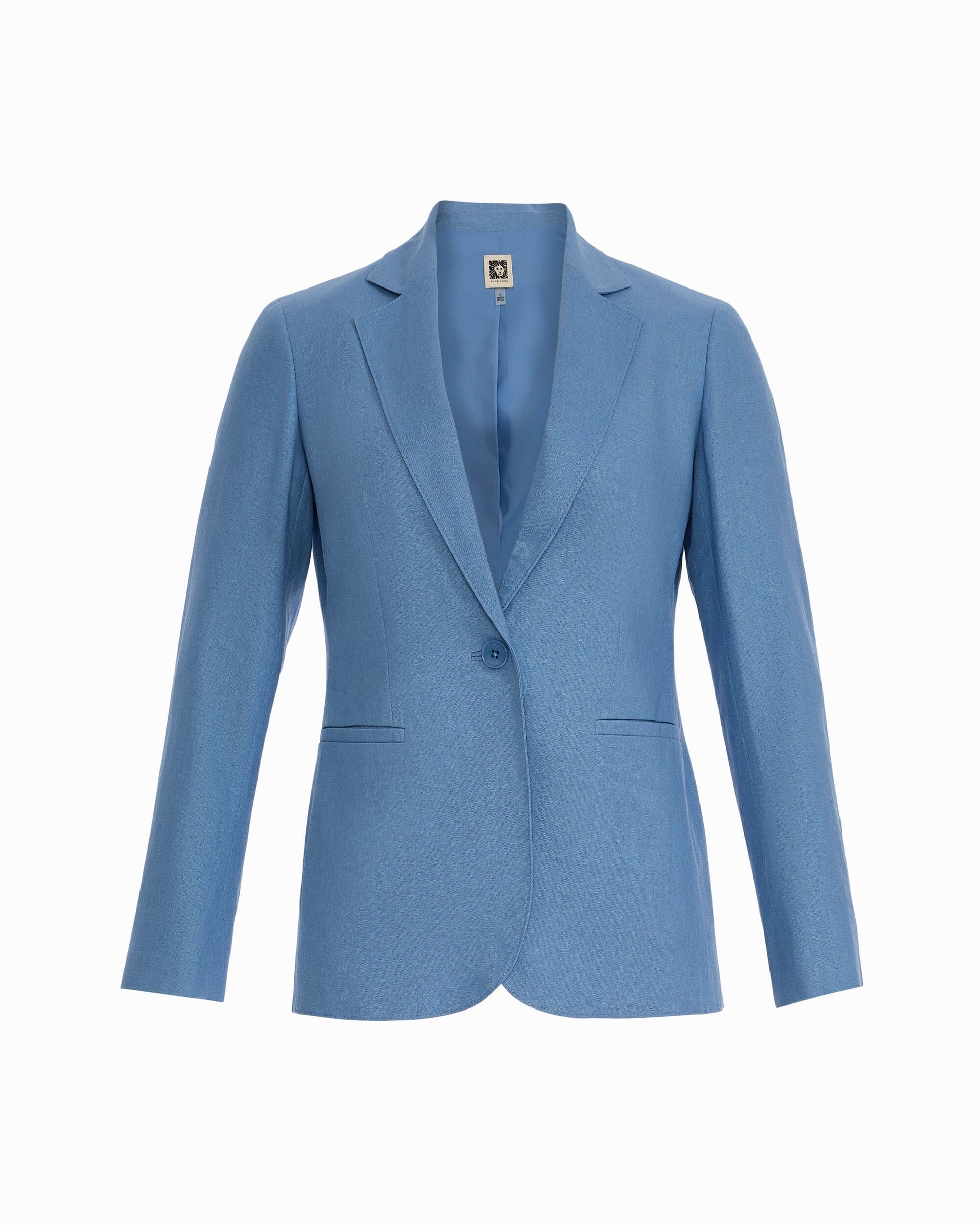Anne Klein One-Button Notch Lapel Linen Blend Jacket