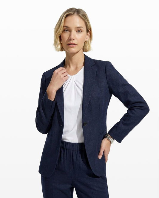 Anne Klein One-Button Linen Blend Jacket