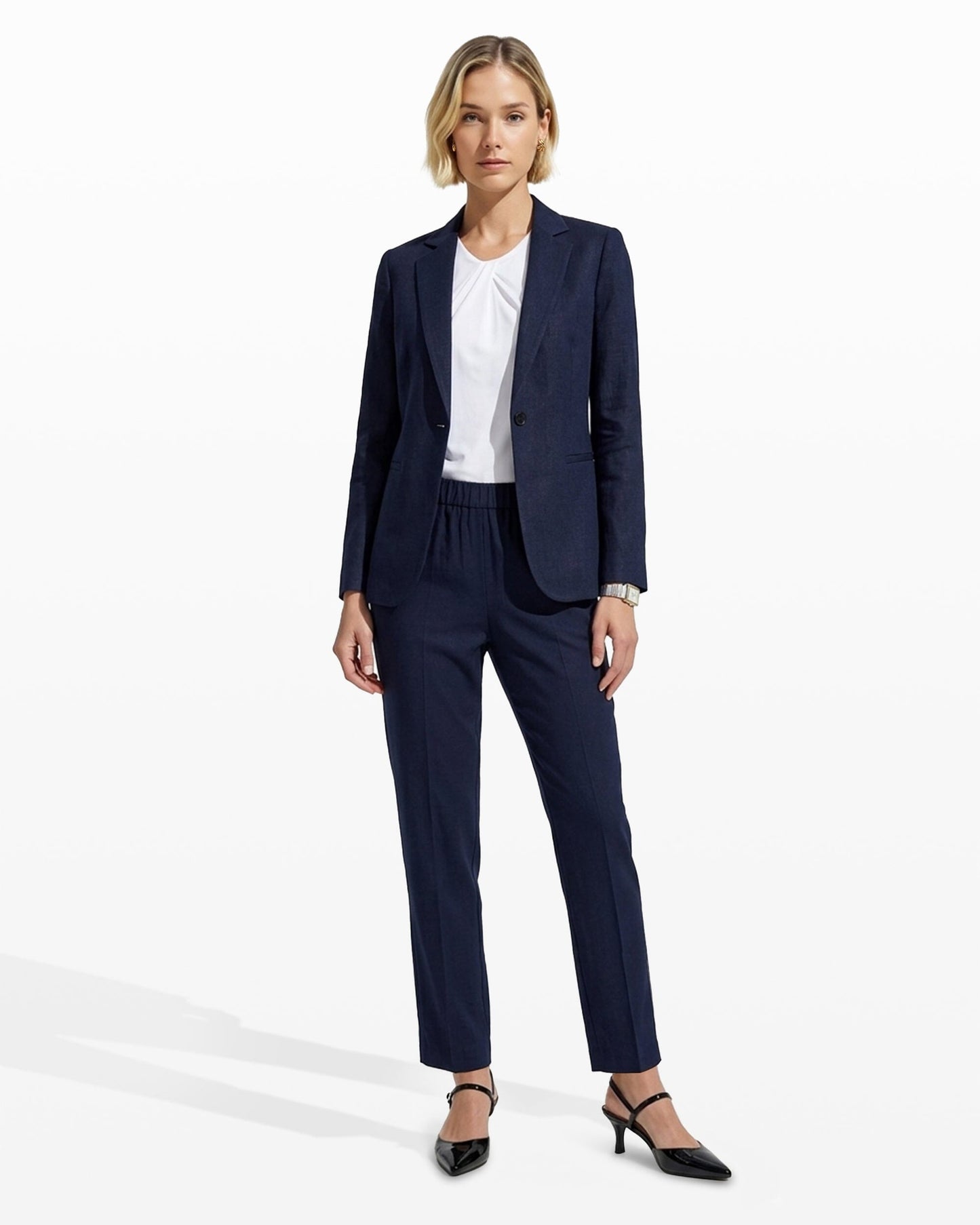 Anne Klein One-Button Linen Blend Jacket