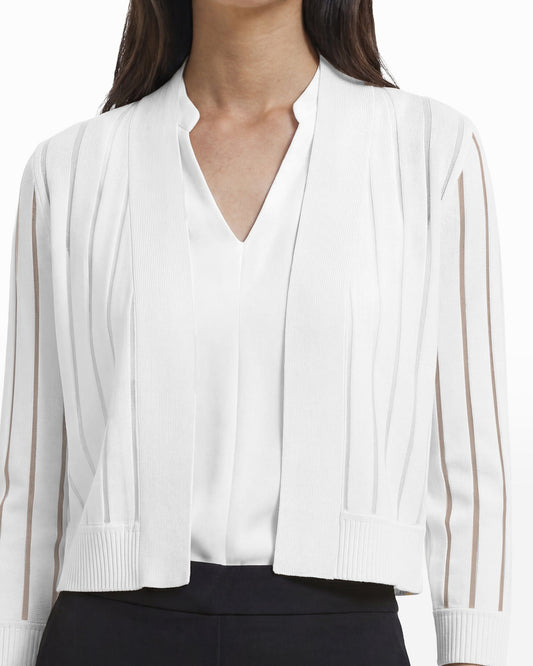 Anne Klein Sheer Stripe Three-Quarter Shrug