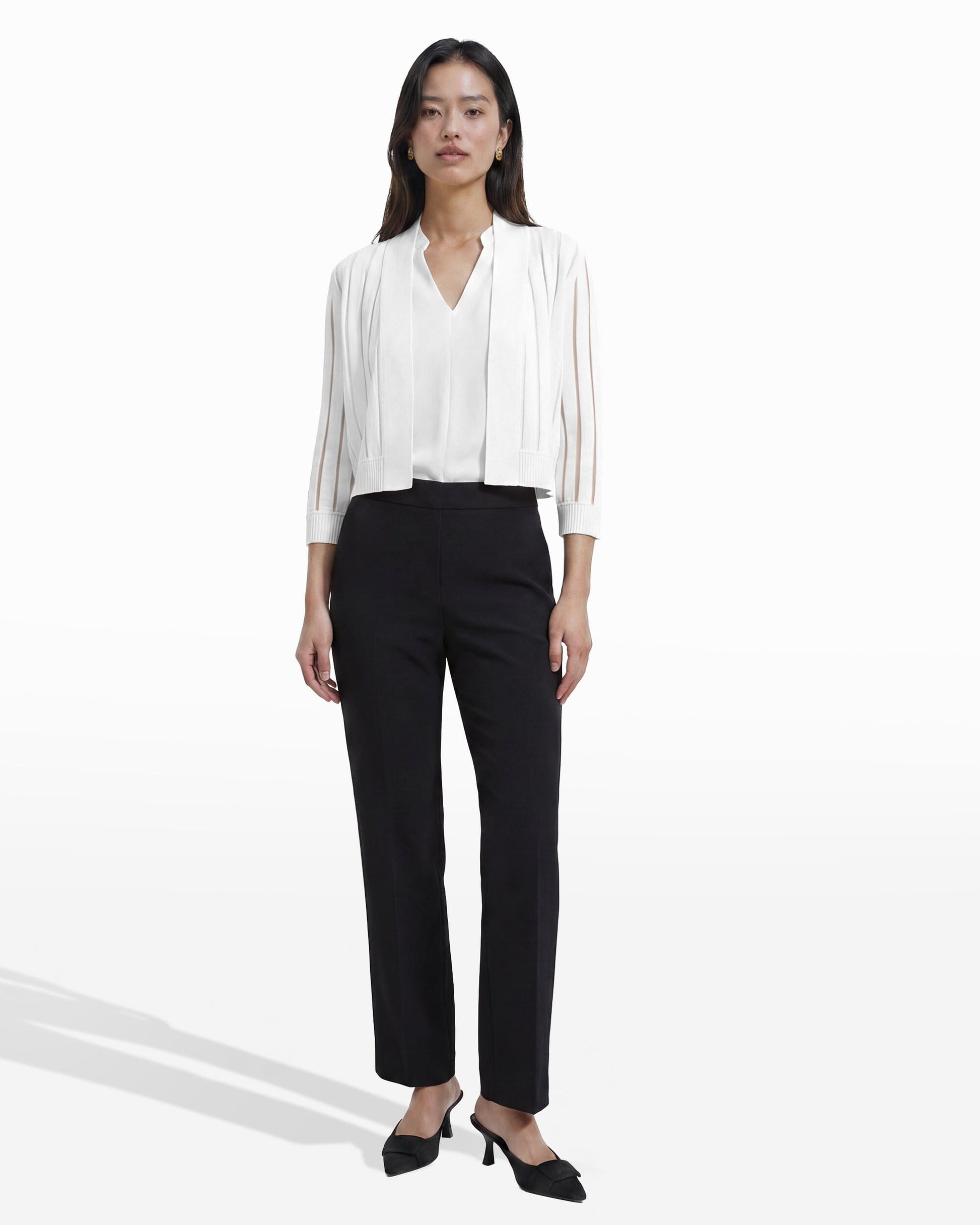 Anne Klein Sheer Stripe Three-Quarter Shrug