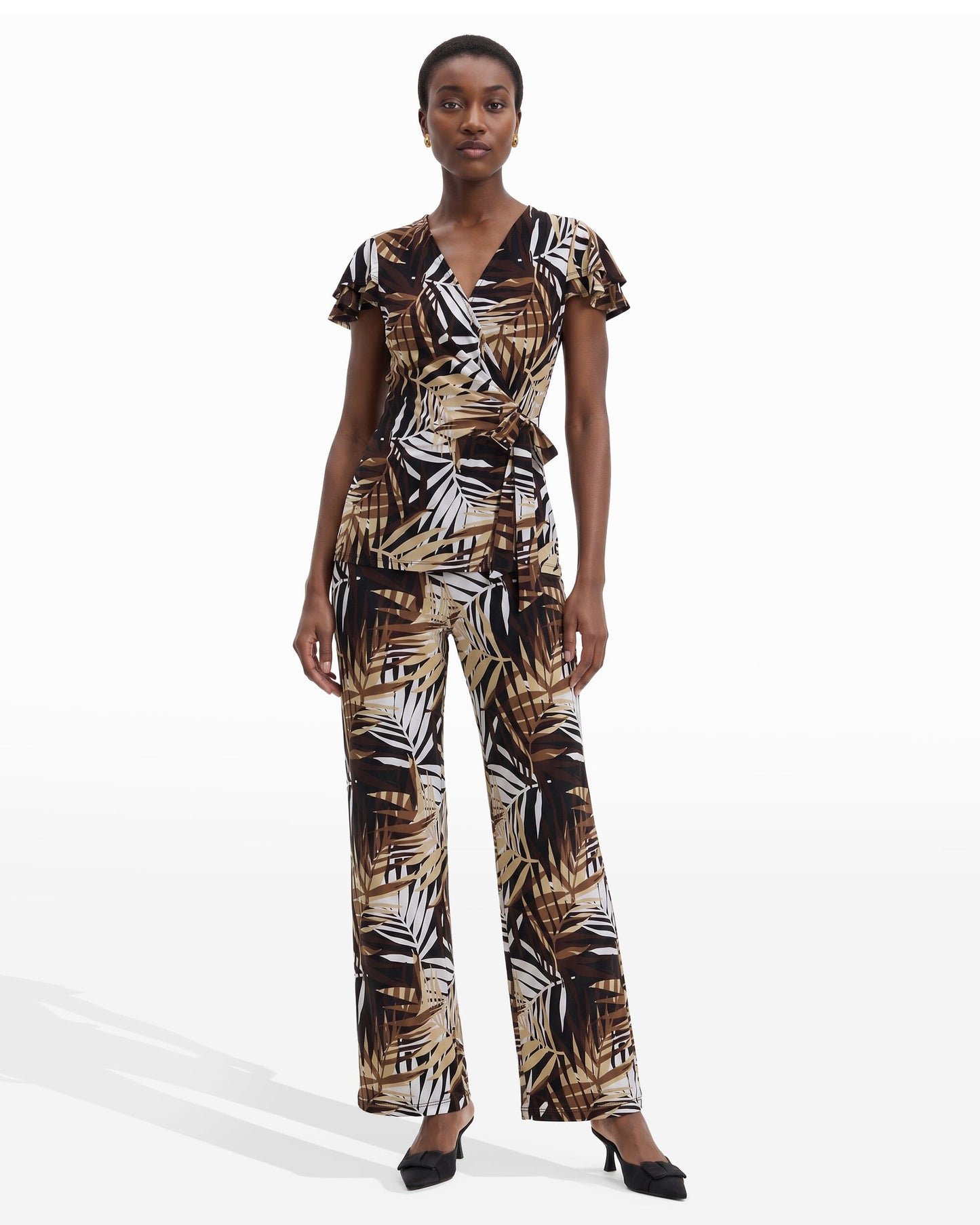 Anne Klein Leo Wrap Top with Flutter Sleeves