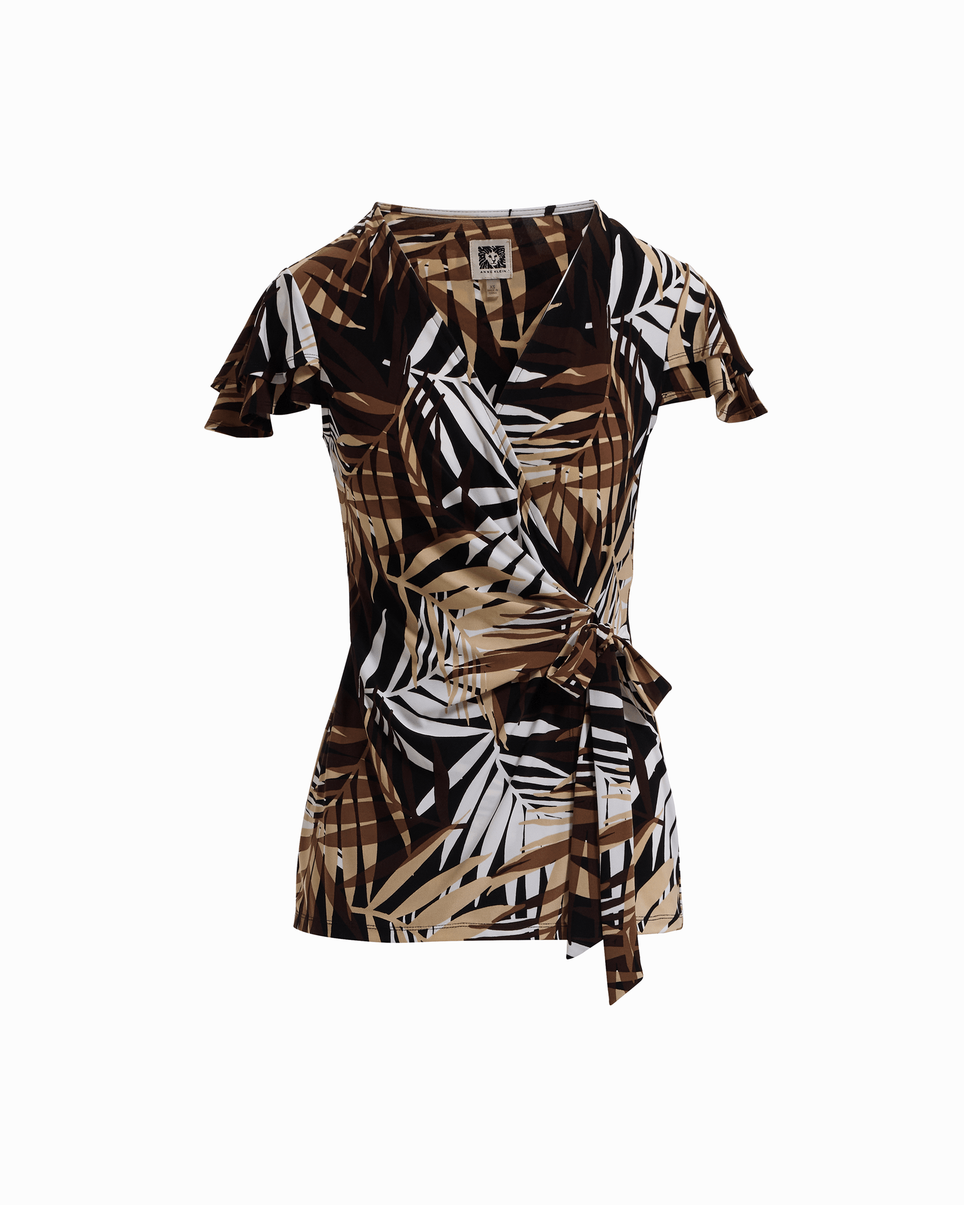 Anne Klein Leo Wrap Top with Flutter Sleeves
