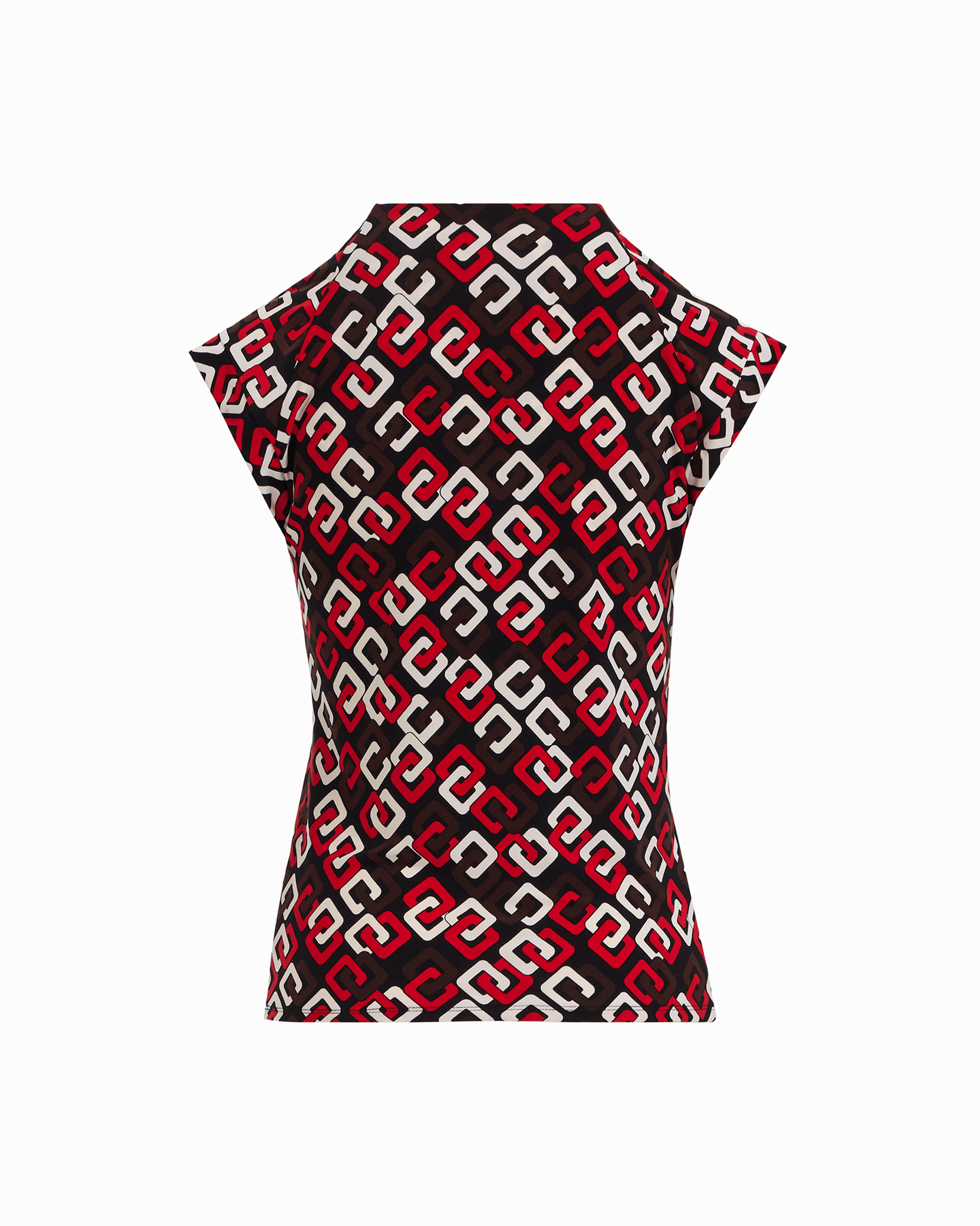 Anne Klein V-Neck Short Sleeve Pullover Top in BEGONIA RED MLT