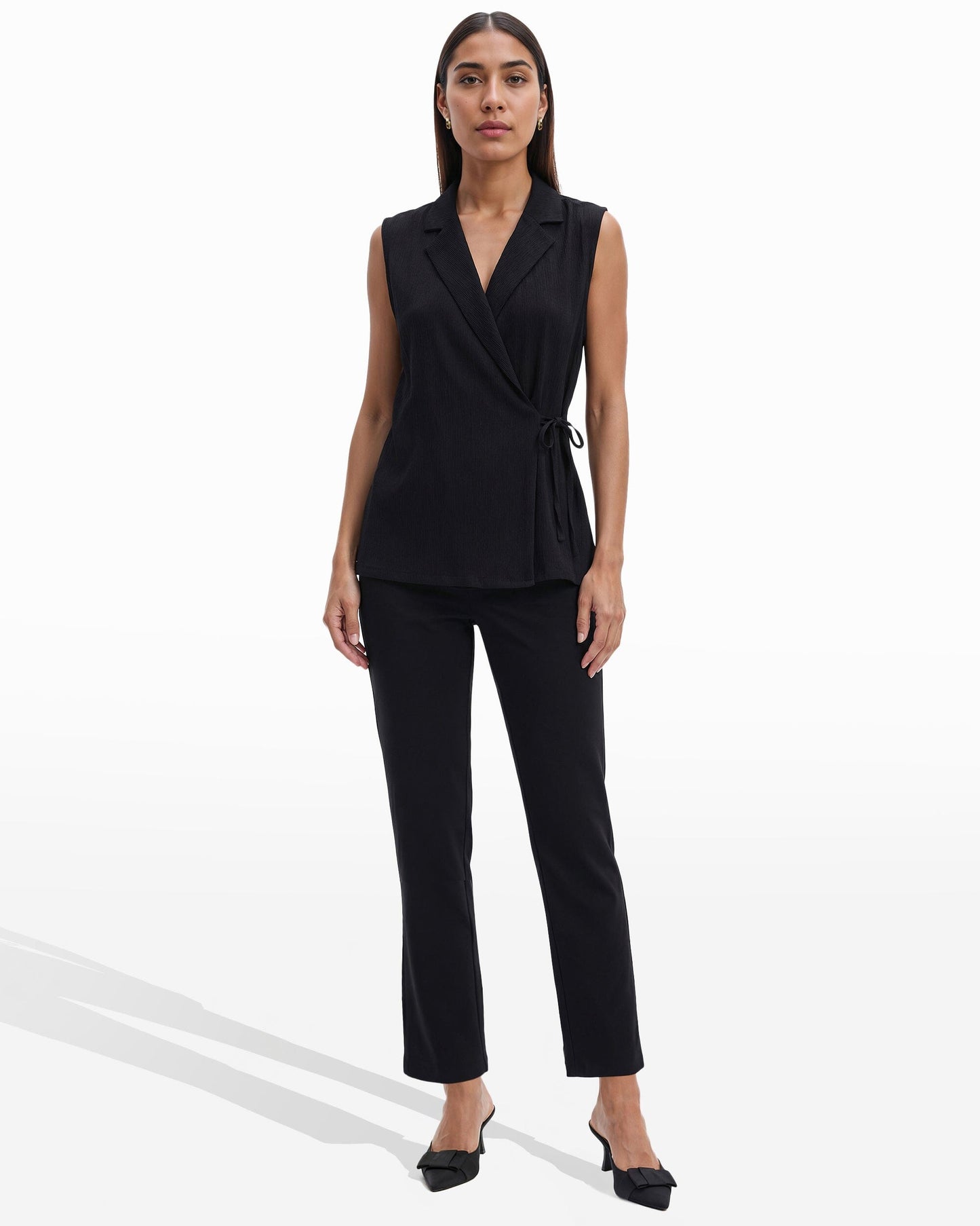Anne Klein Sleeveless V-Neck Wrap Knit Top