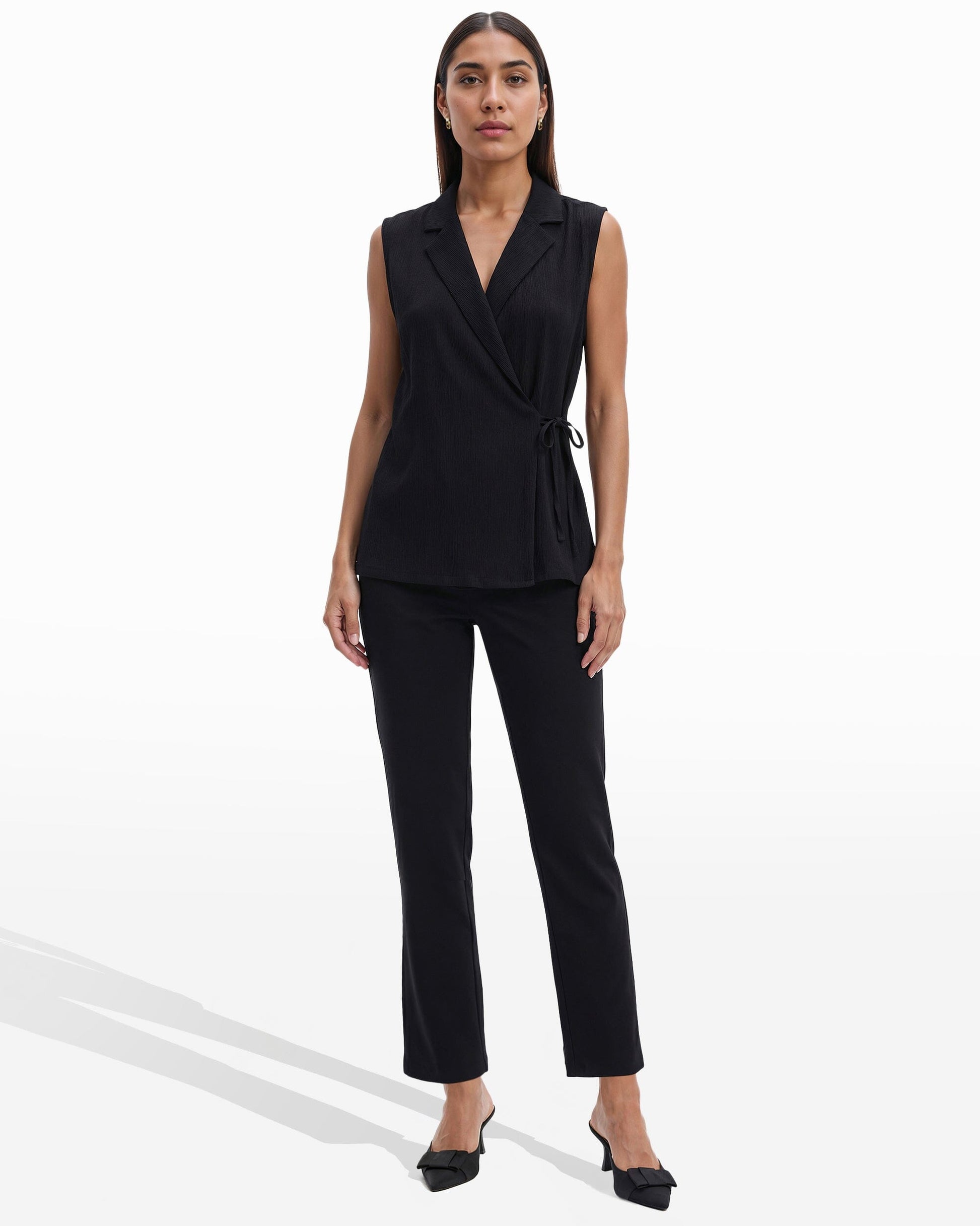 Anne Klein Sleeveless V-Neck Wrap Knit Top