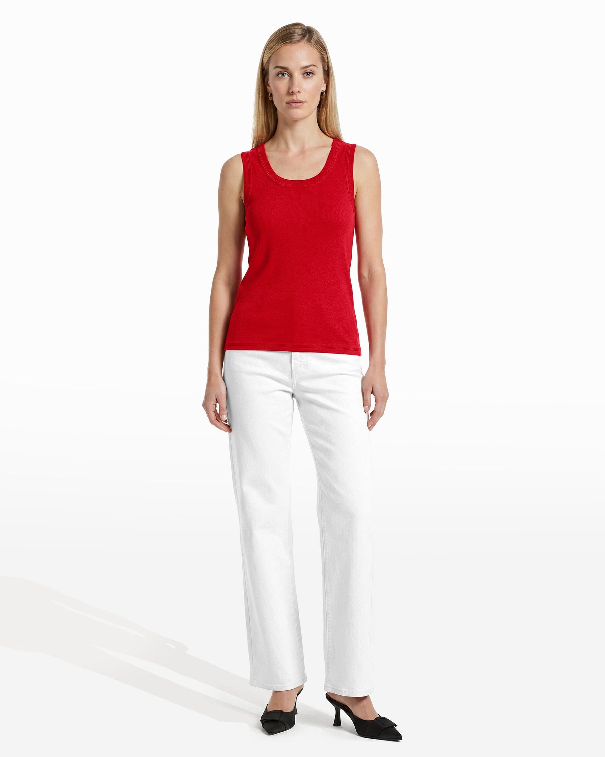 Anne Klein Scoop Neck Sleeveless Full Needle Knit Tank Top