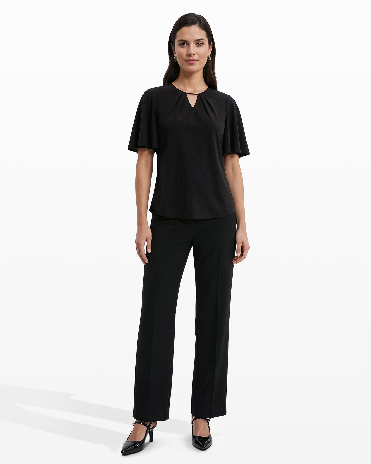 Anne Klein Pleated Bell Sleeve Top