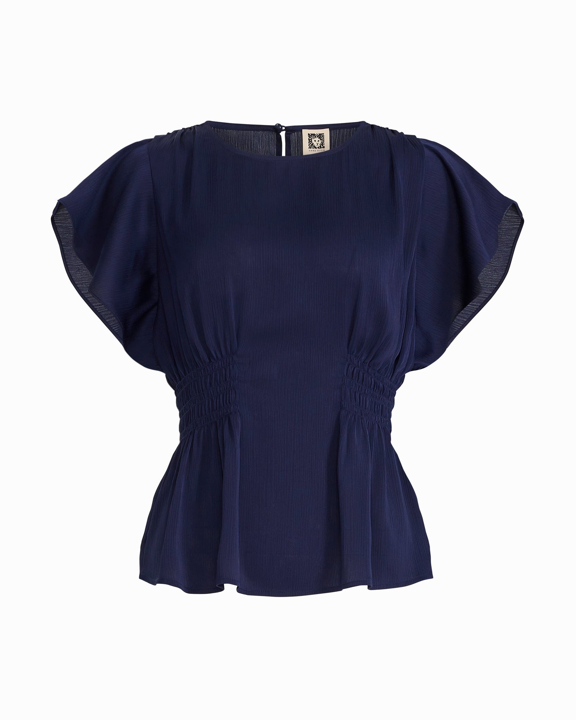 Anne Klein Smocked Waist Flutter Sleeve Blouse