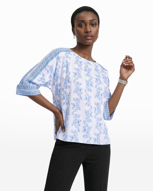 Anne Klein Three-Quarter Sleeve Bateau Neck Top