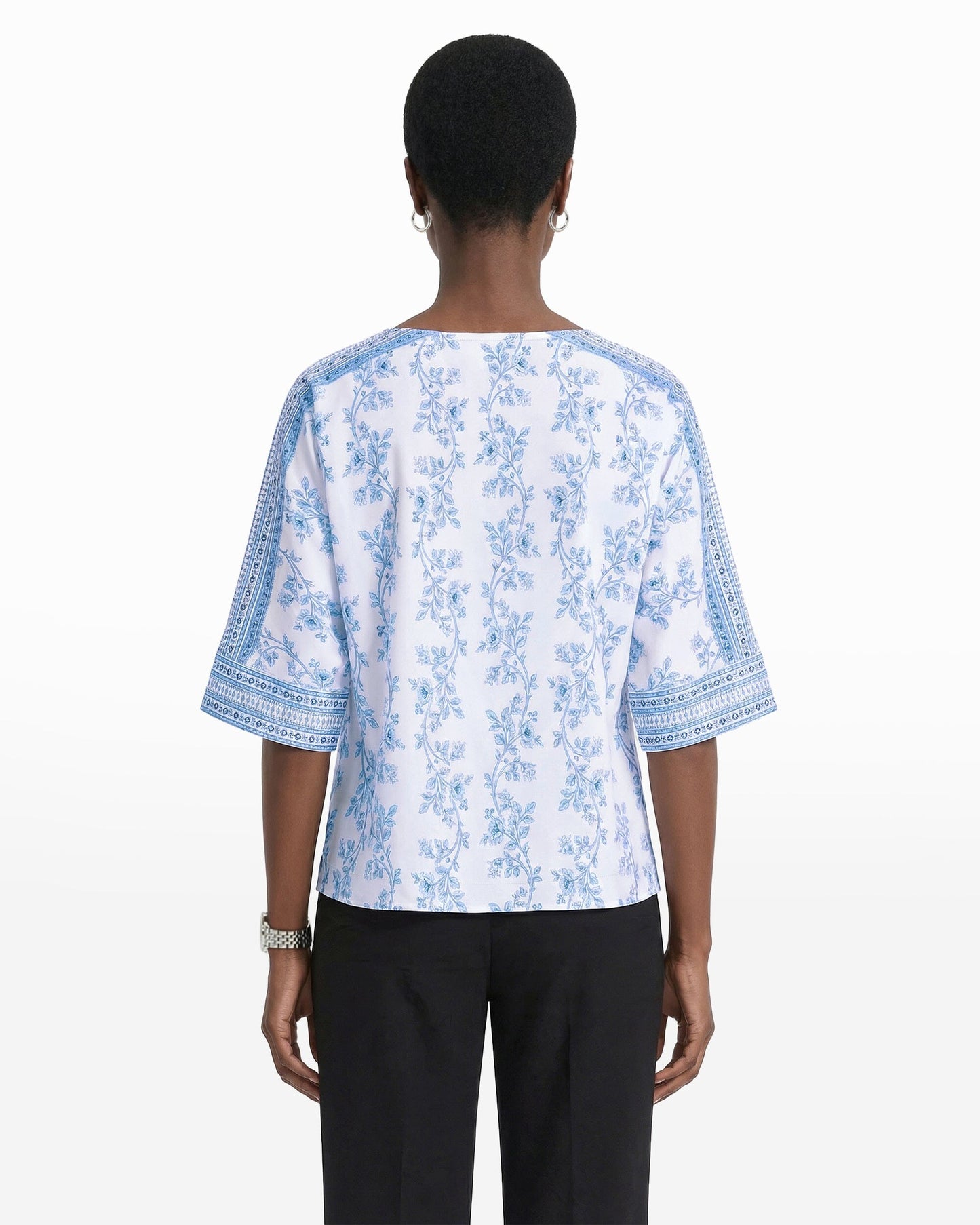 Anne Klein Three-Quarter Sleeve Bateau Neck Top