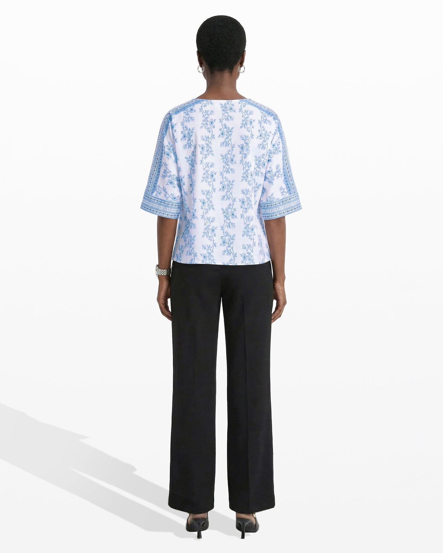 Anne Klein Three-Quarter Sleeve Bateau Neck Top
