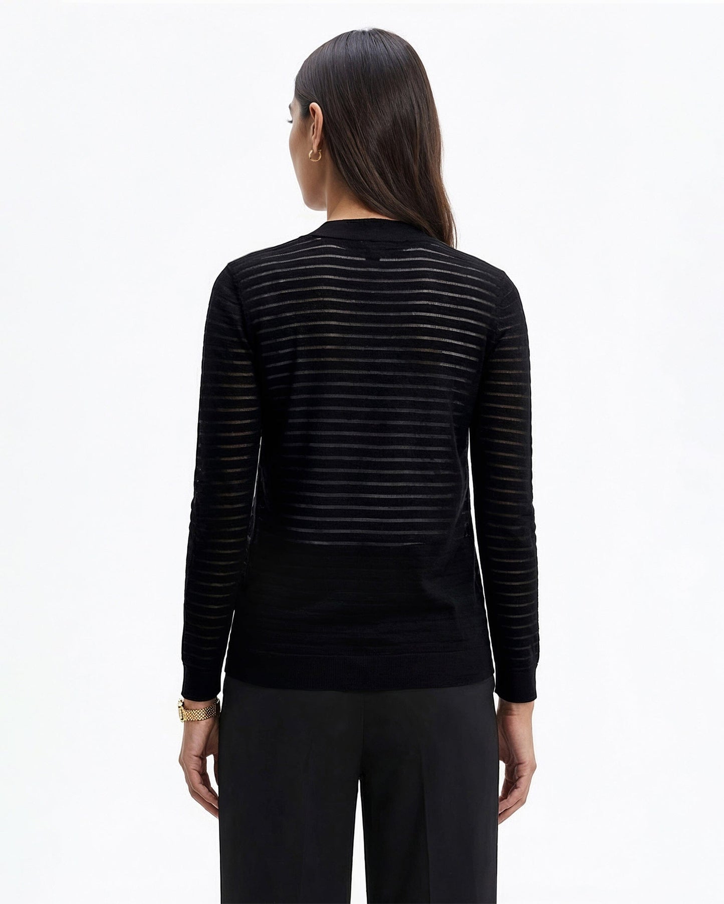 Anne Klein Sheer Stripe Open Front Cardigan