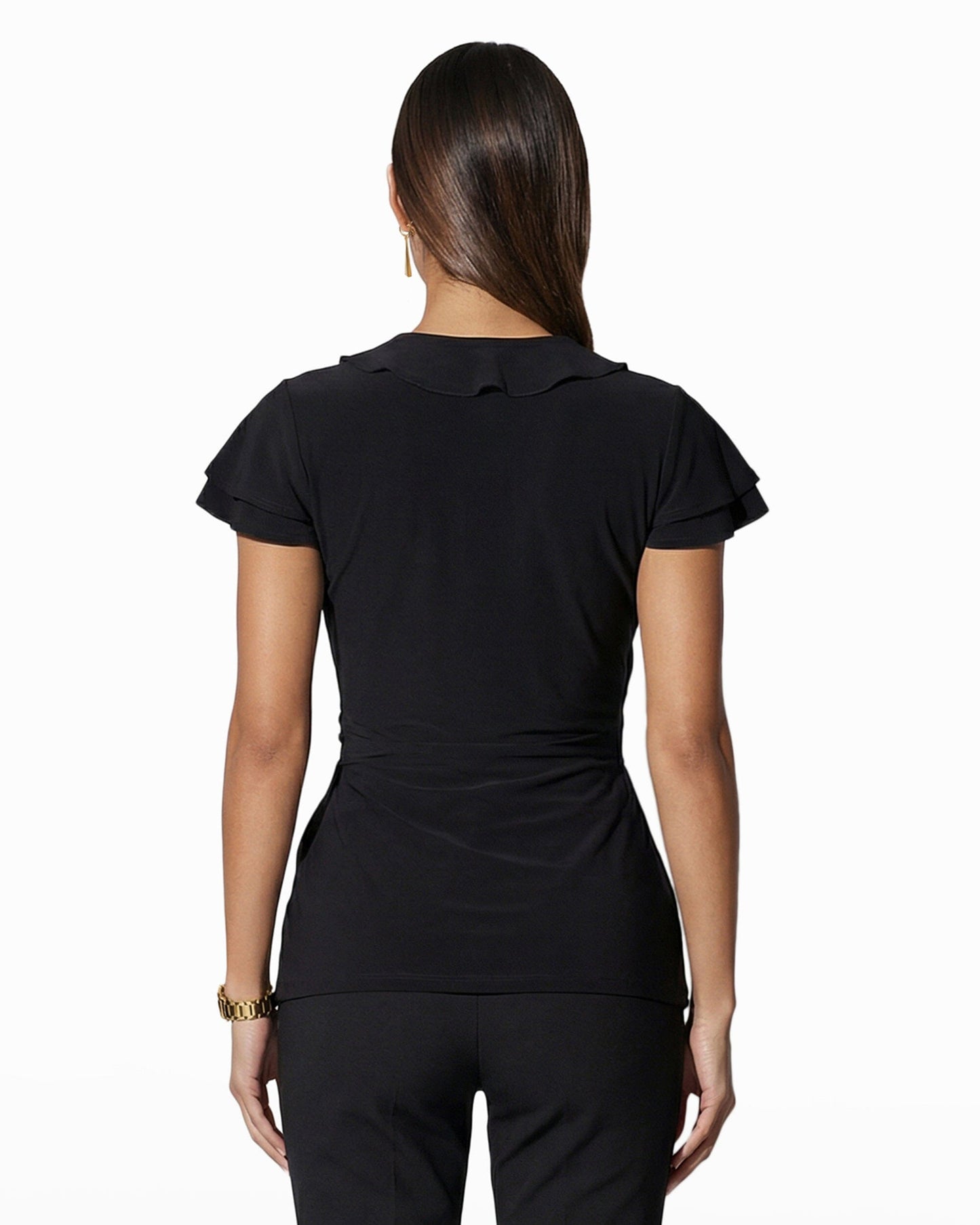 Anne Klein Flutter Sleeve Wrap Top with Ruffle