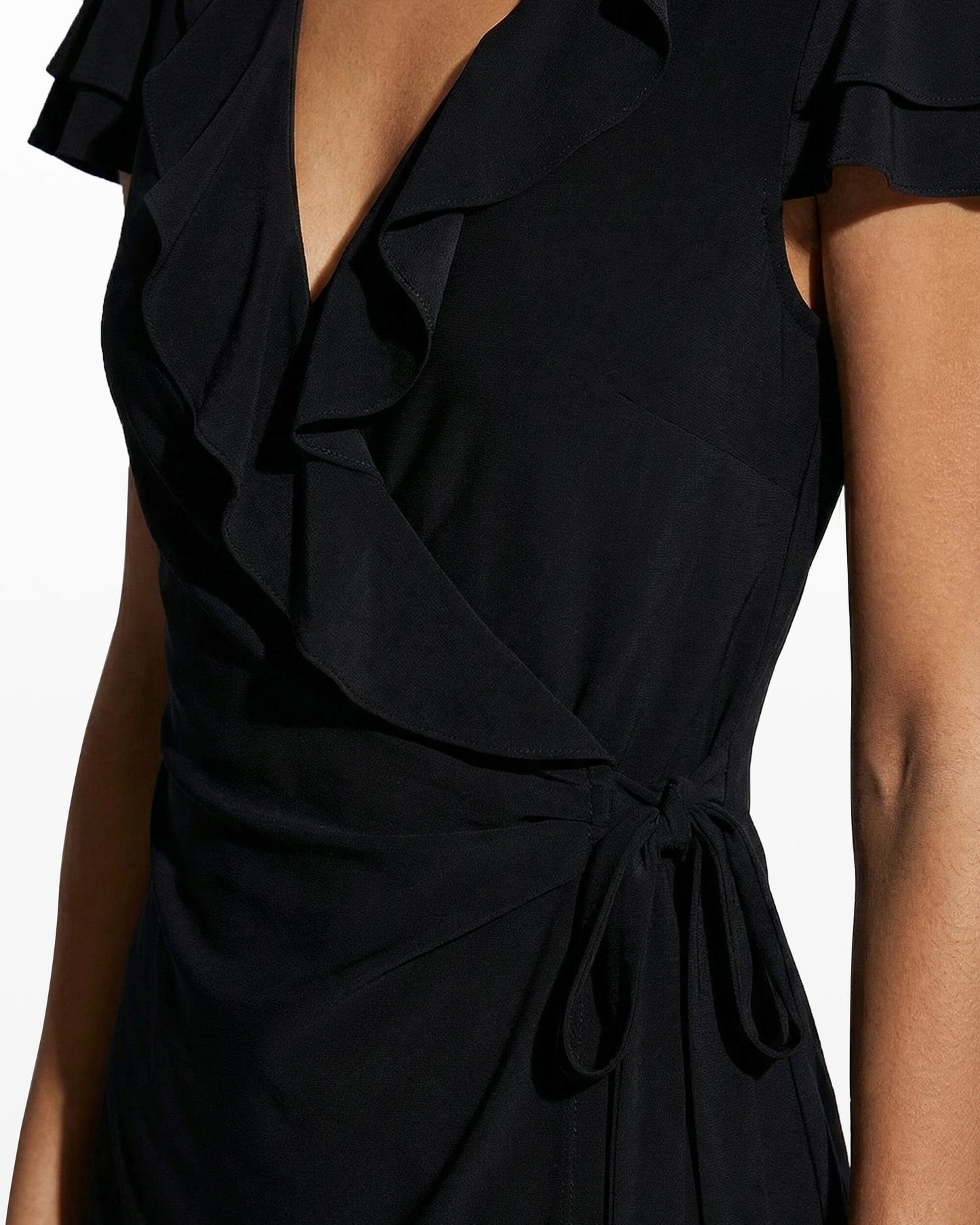 Anne Klein Flutter Sleeve Wrap Top with Ruffle